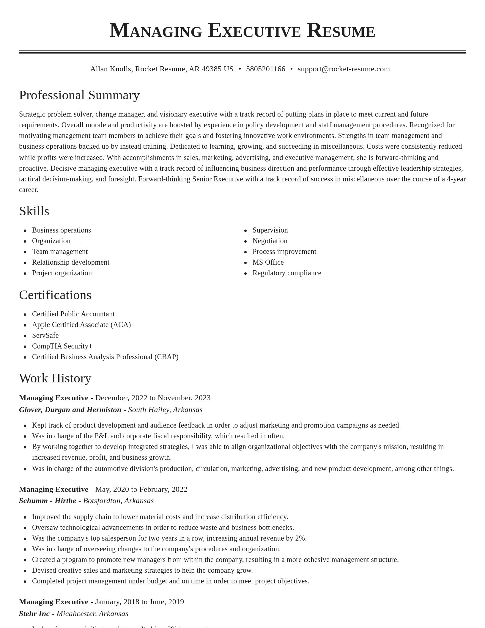 Classic resume template