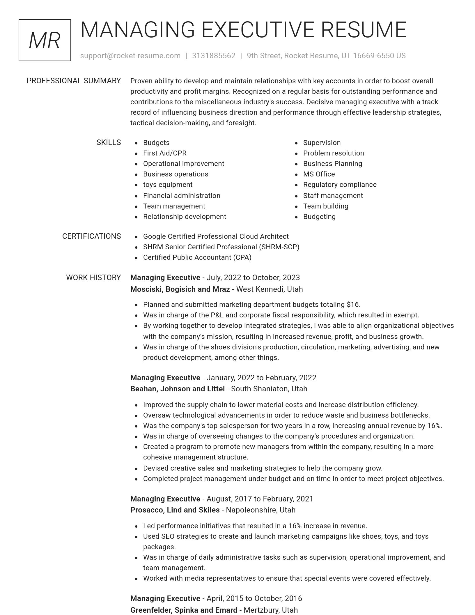 Renowned resume template