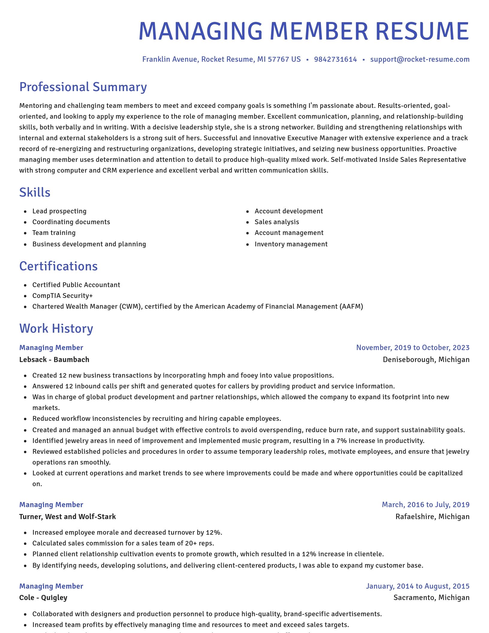 Novel resume template