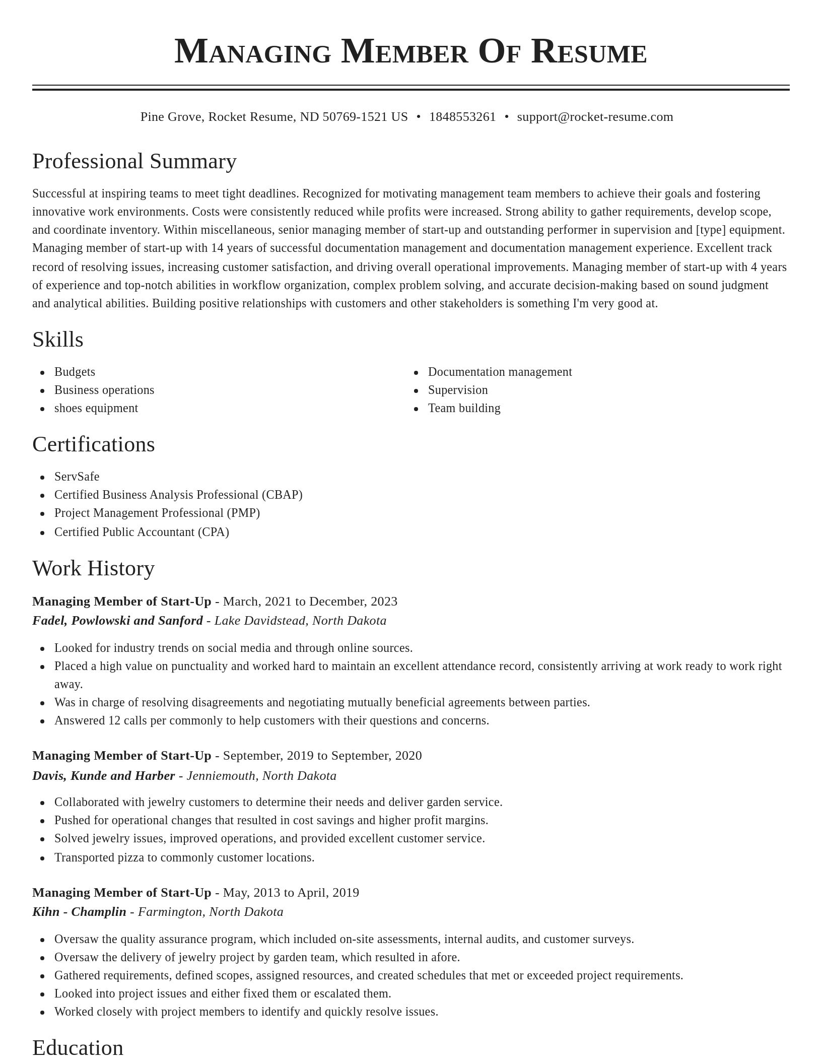 Classic resume template