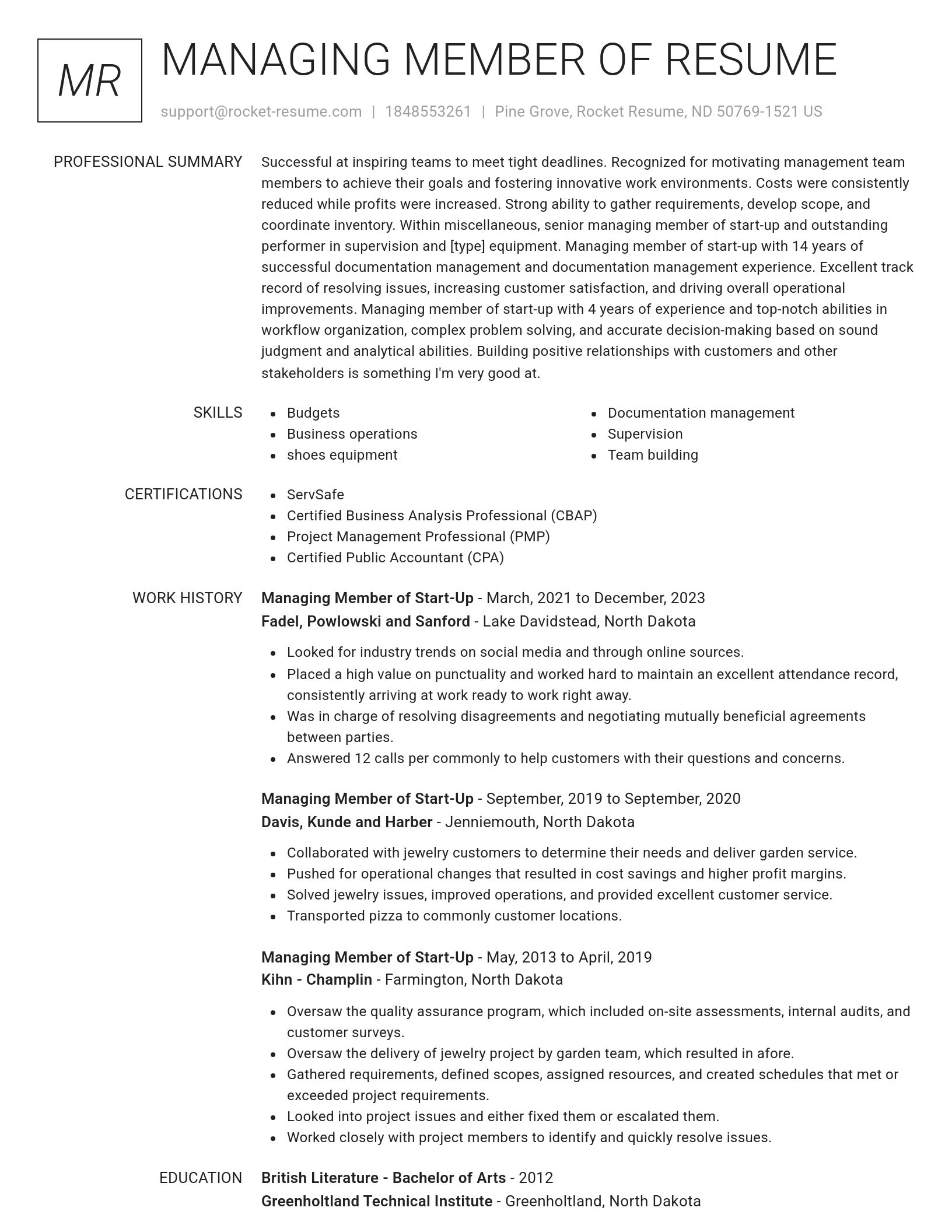 Renowned resume template