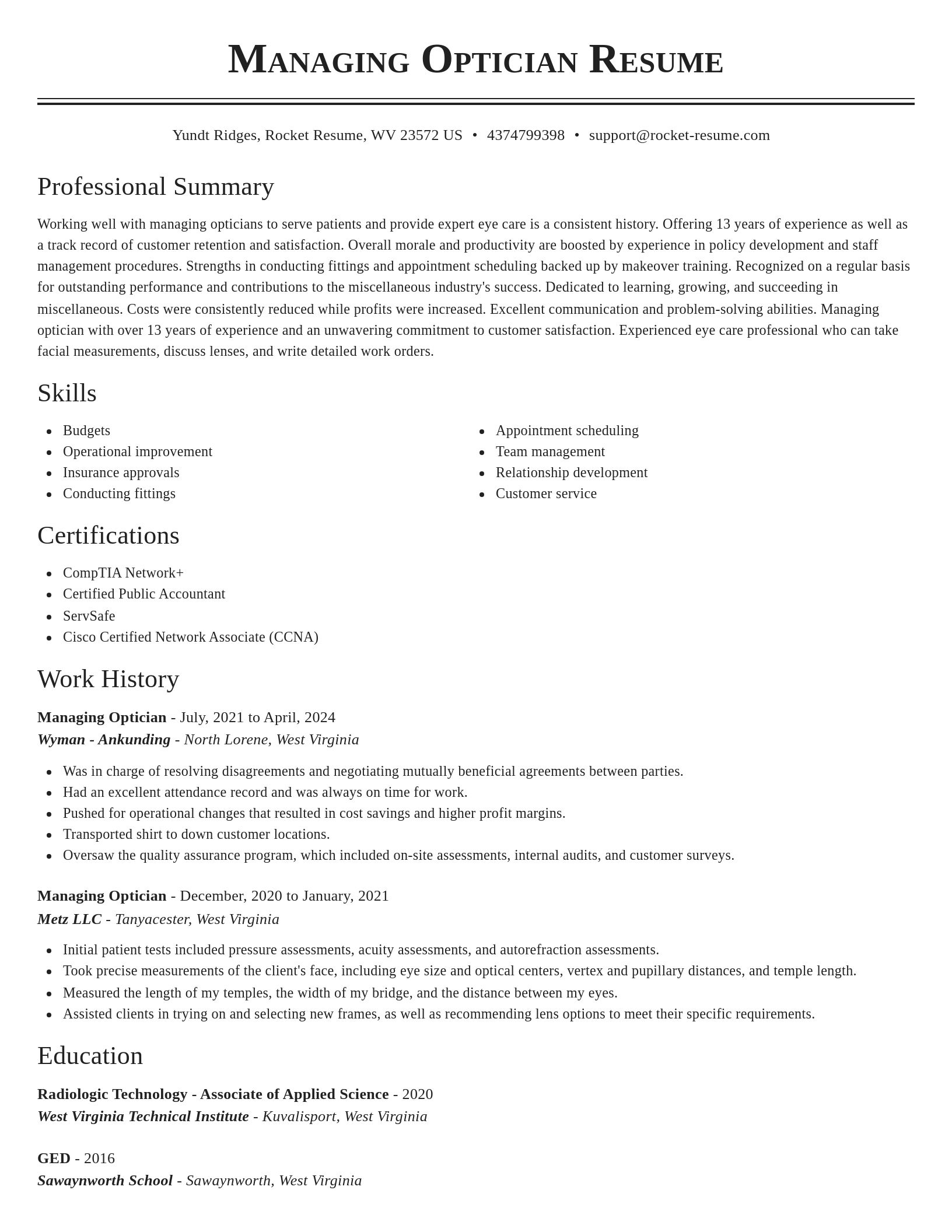 Classic resume template