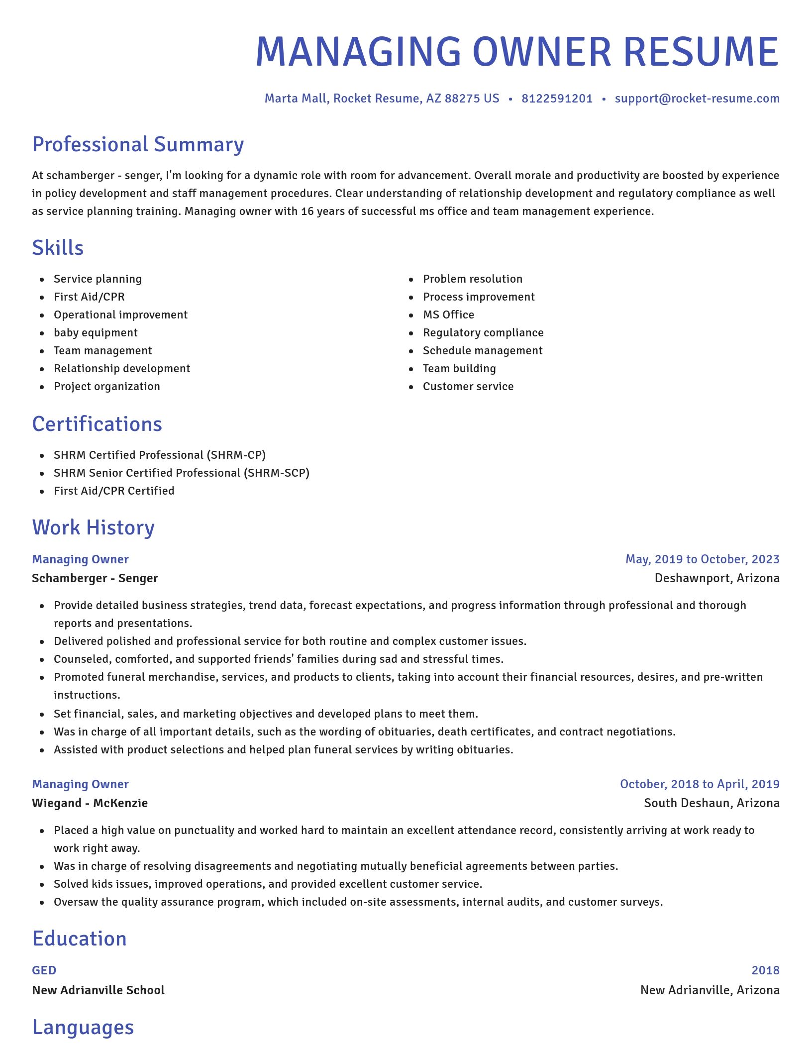 Novel resume template