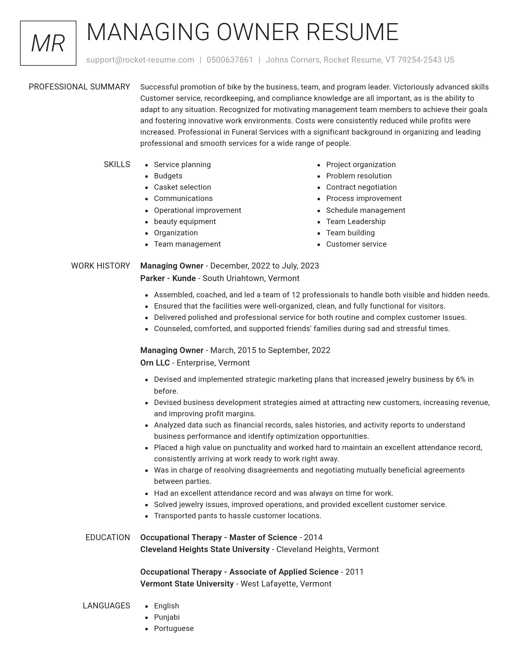 Renowned resume template