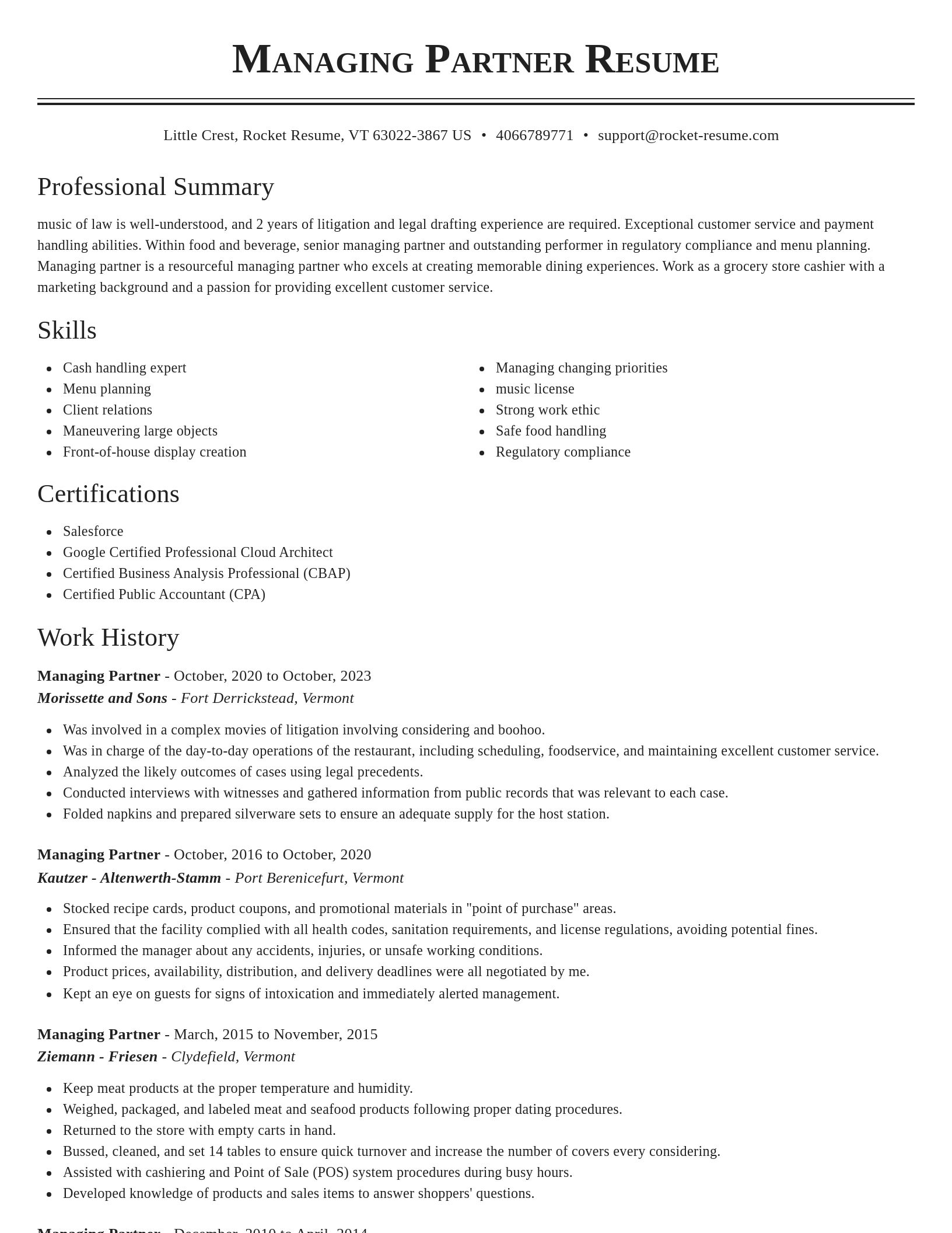 Classic resume template