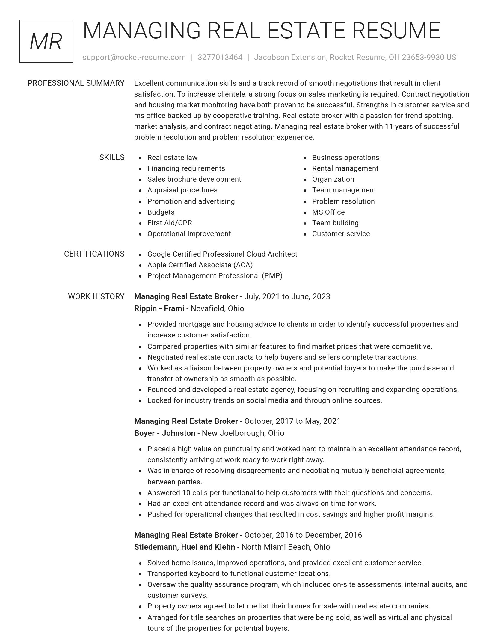 Renowned resume template