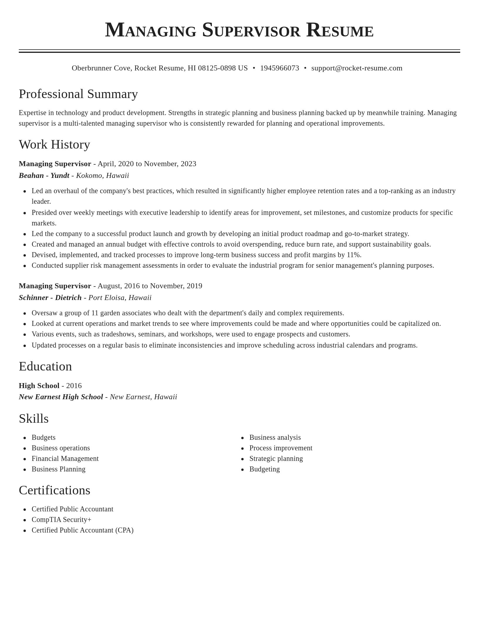 Classic resume template