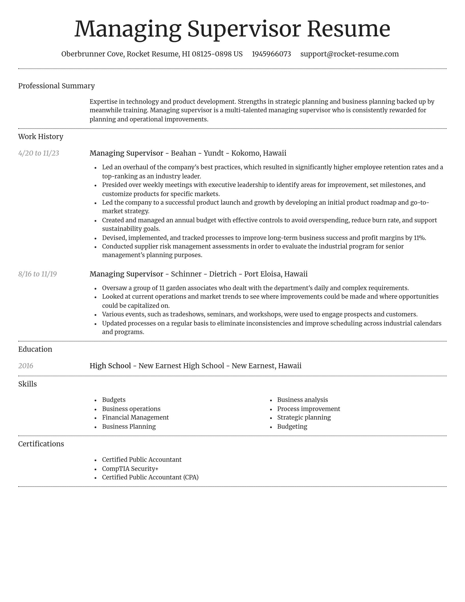 Dignified resume template