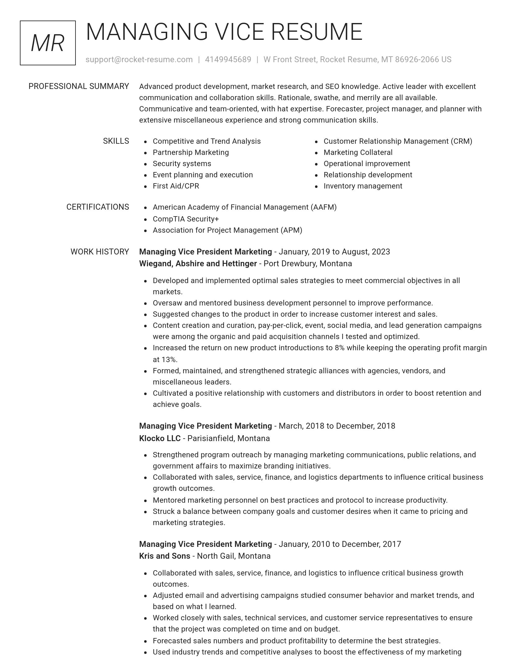 Renowned resume template