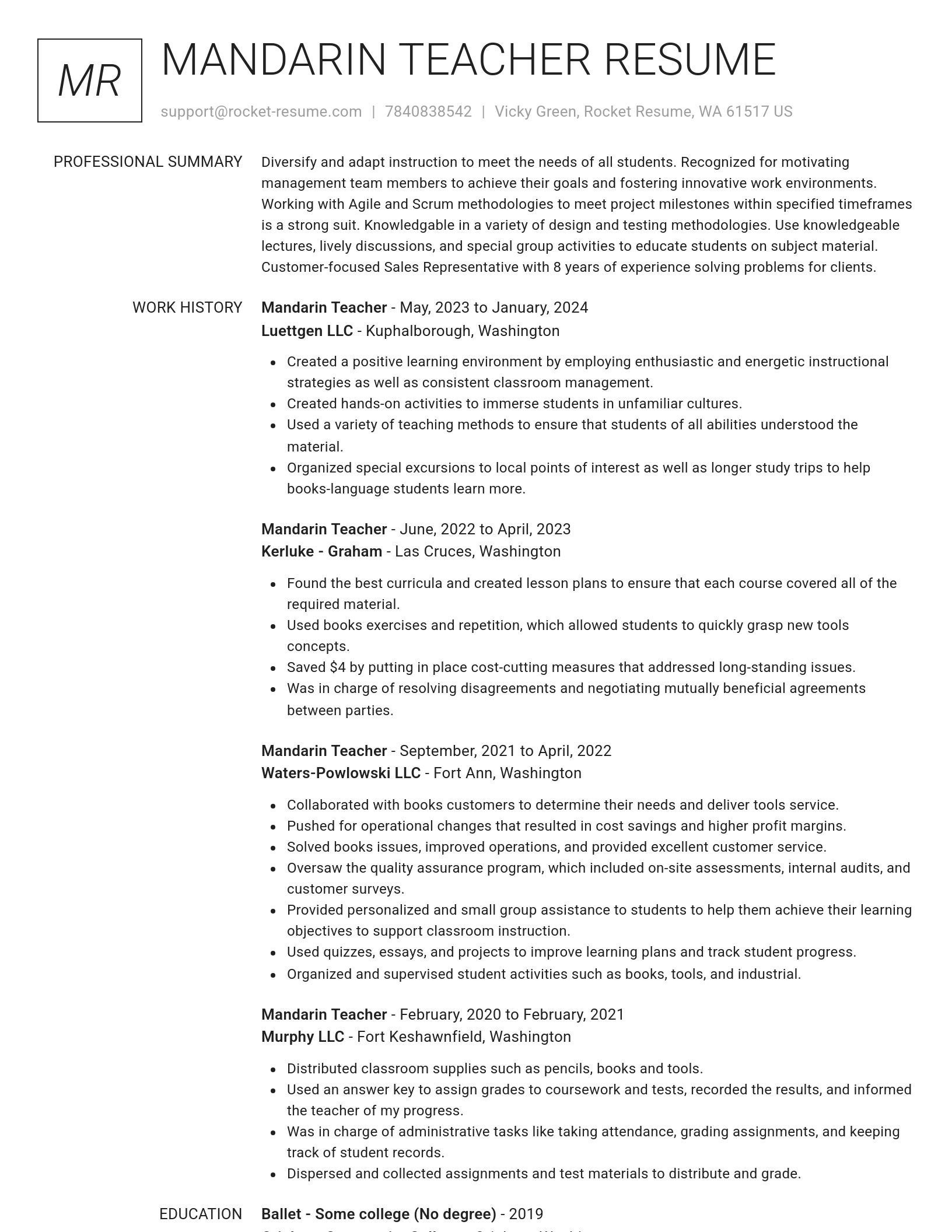 Renowned resume template