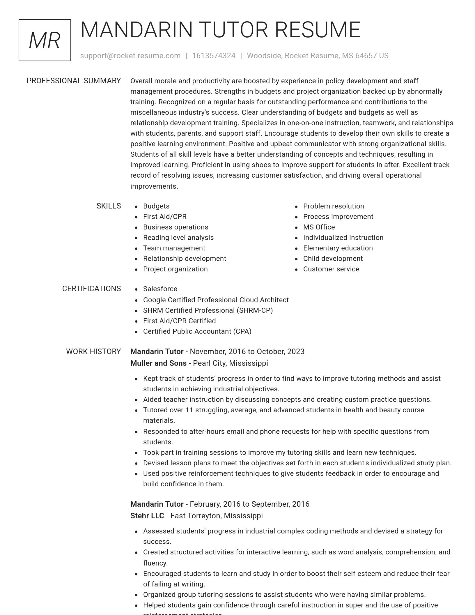 Renowned resume template