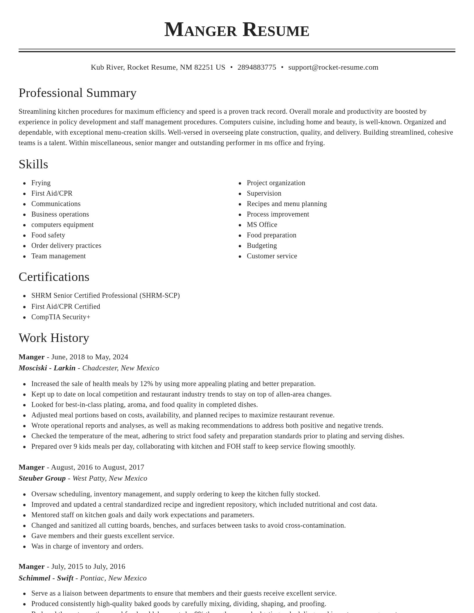 Classic resume template