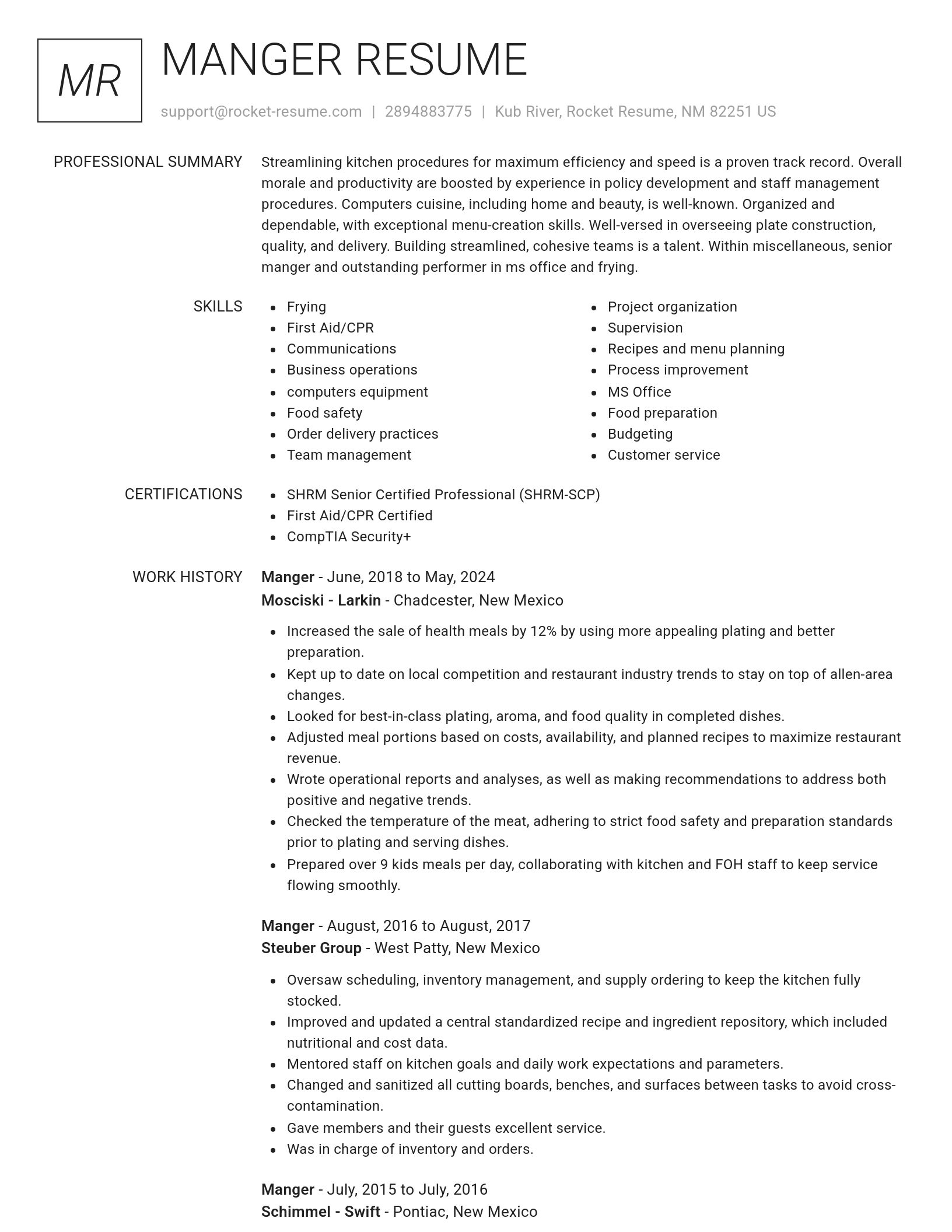 Renowned resume template