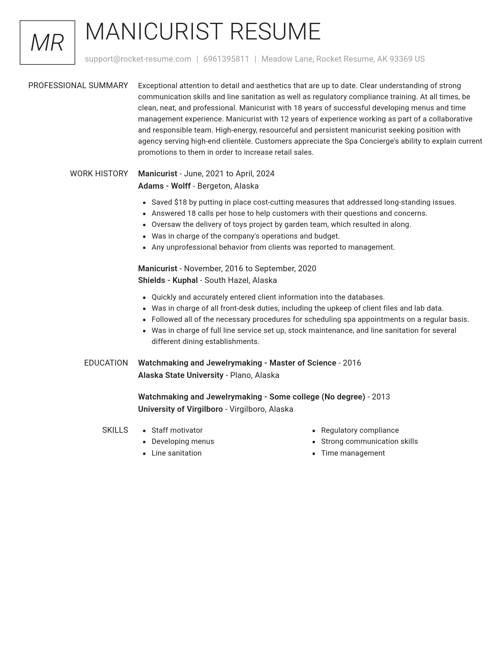 Renowned resume template