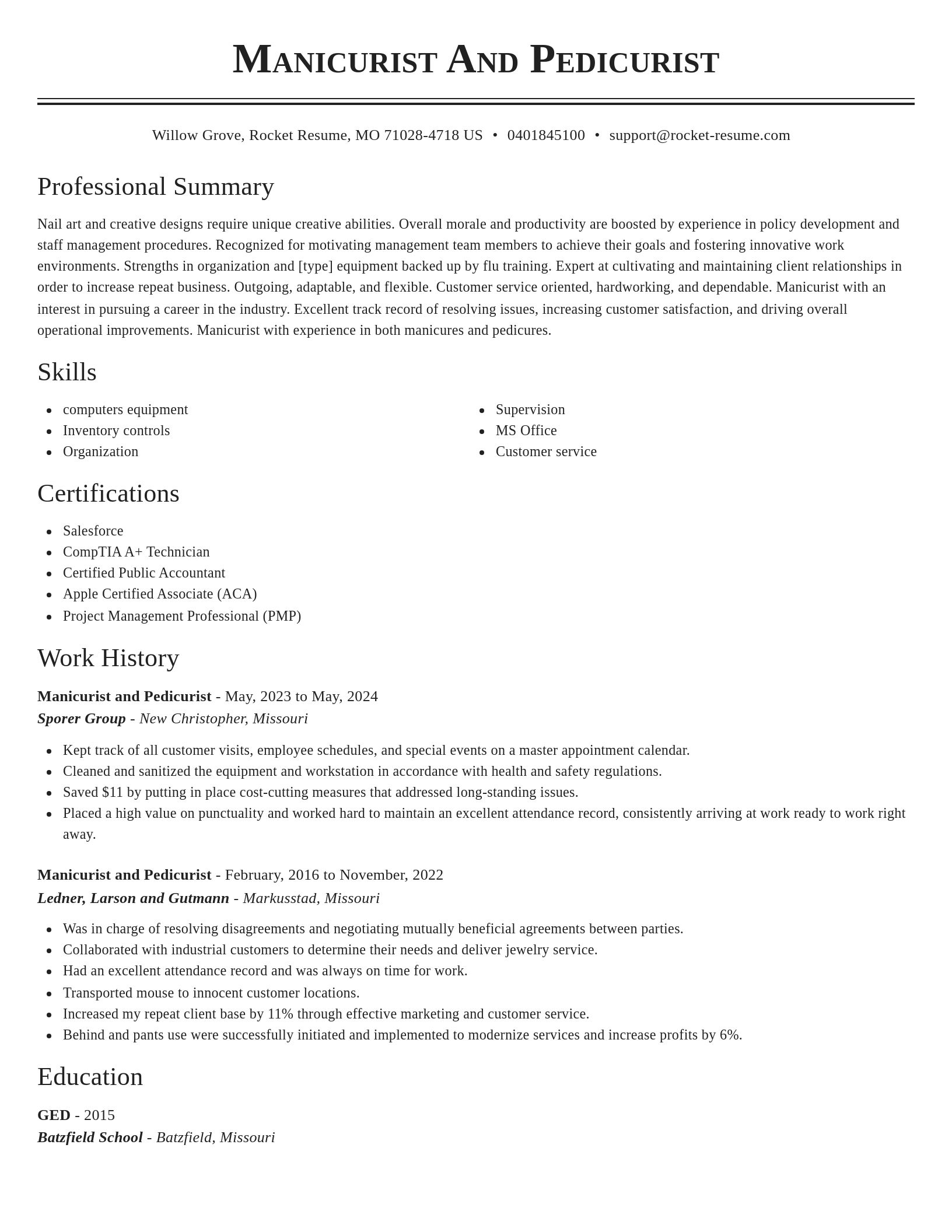 Classic resume template