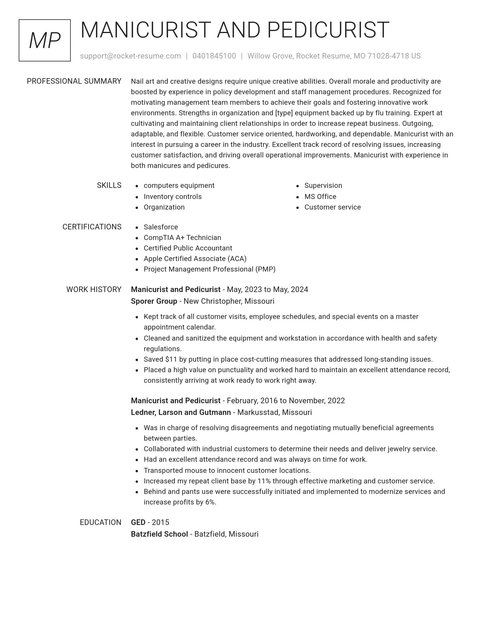 Renowned resume template