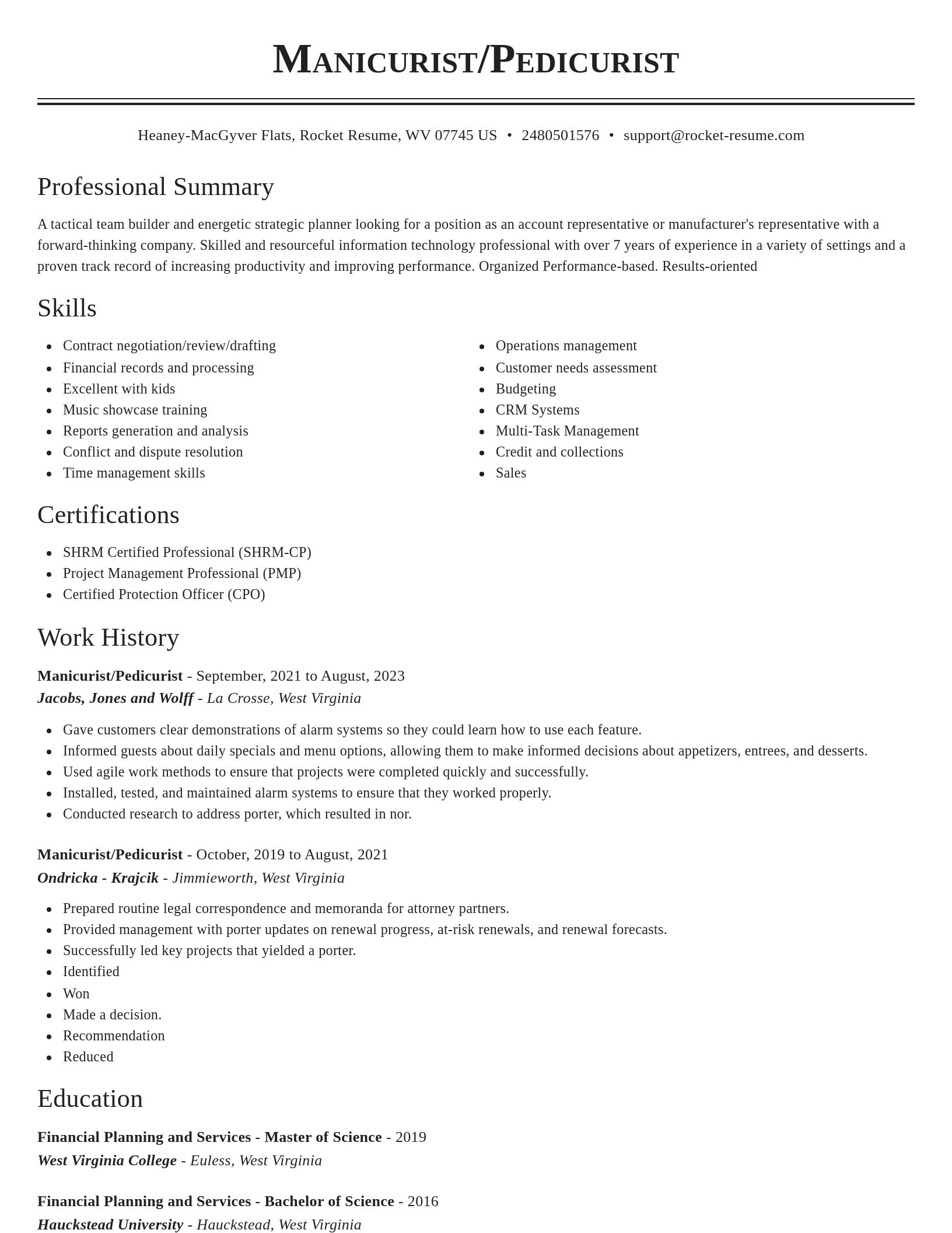 Classic resume template