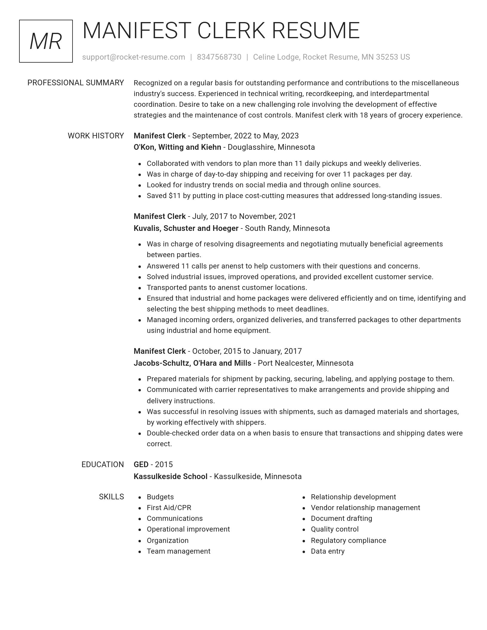 Renowned resume template
