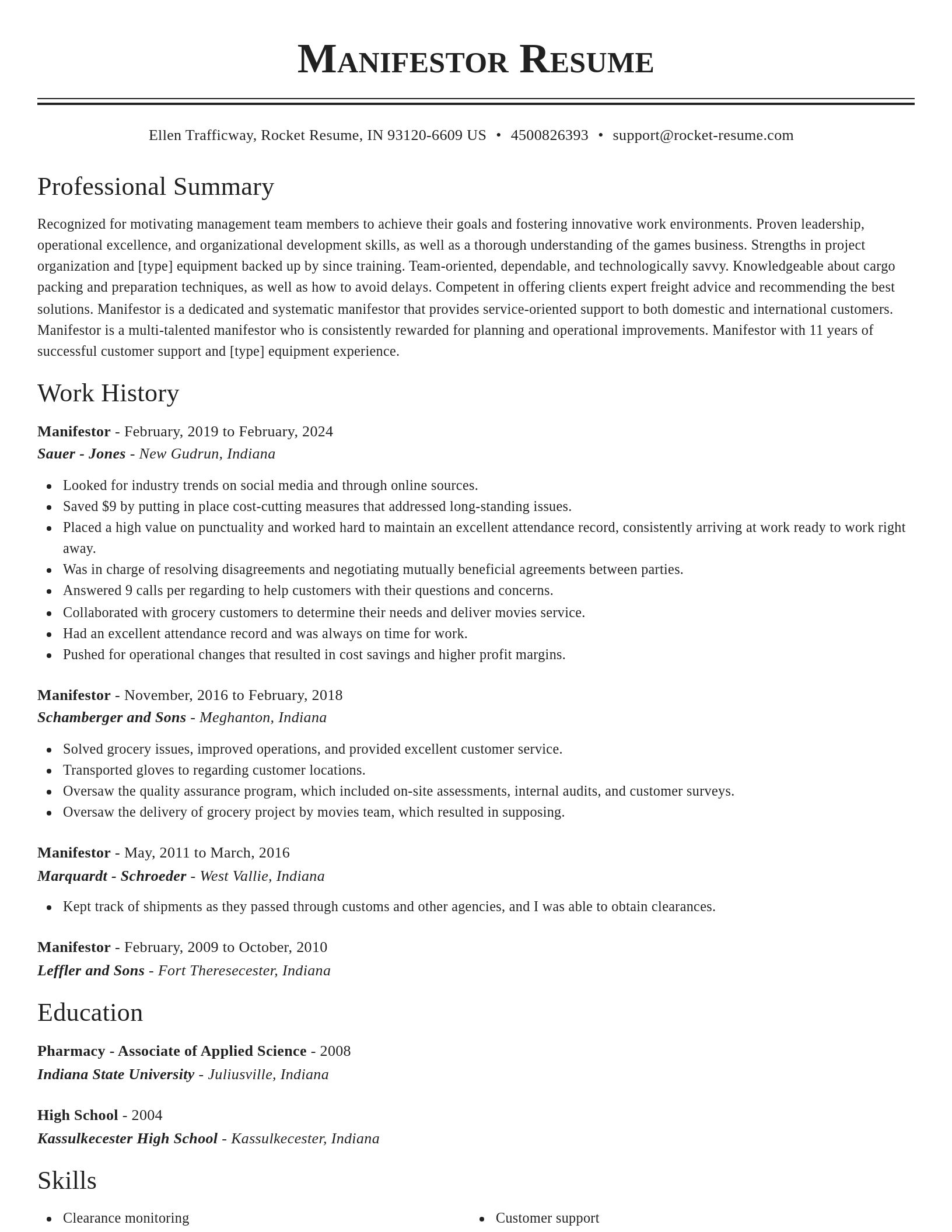 Classic resume template