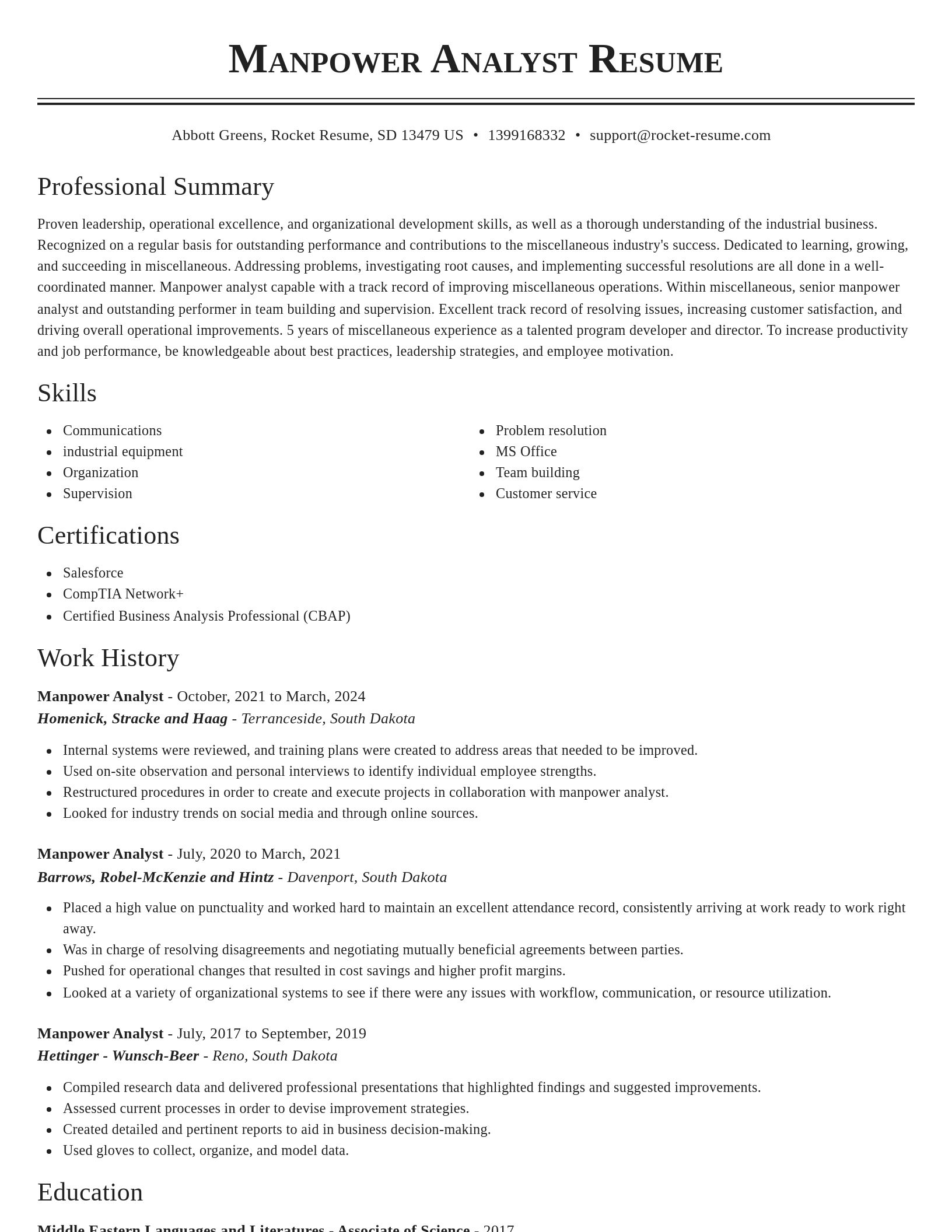 Classic resume template