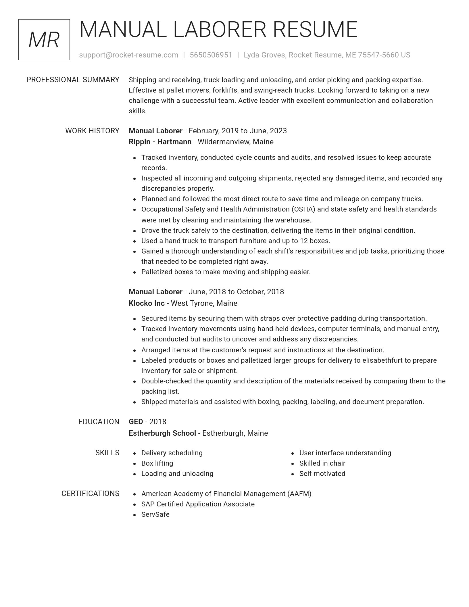 Renowned resume template
