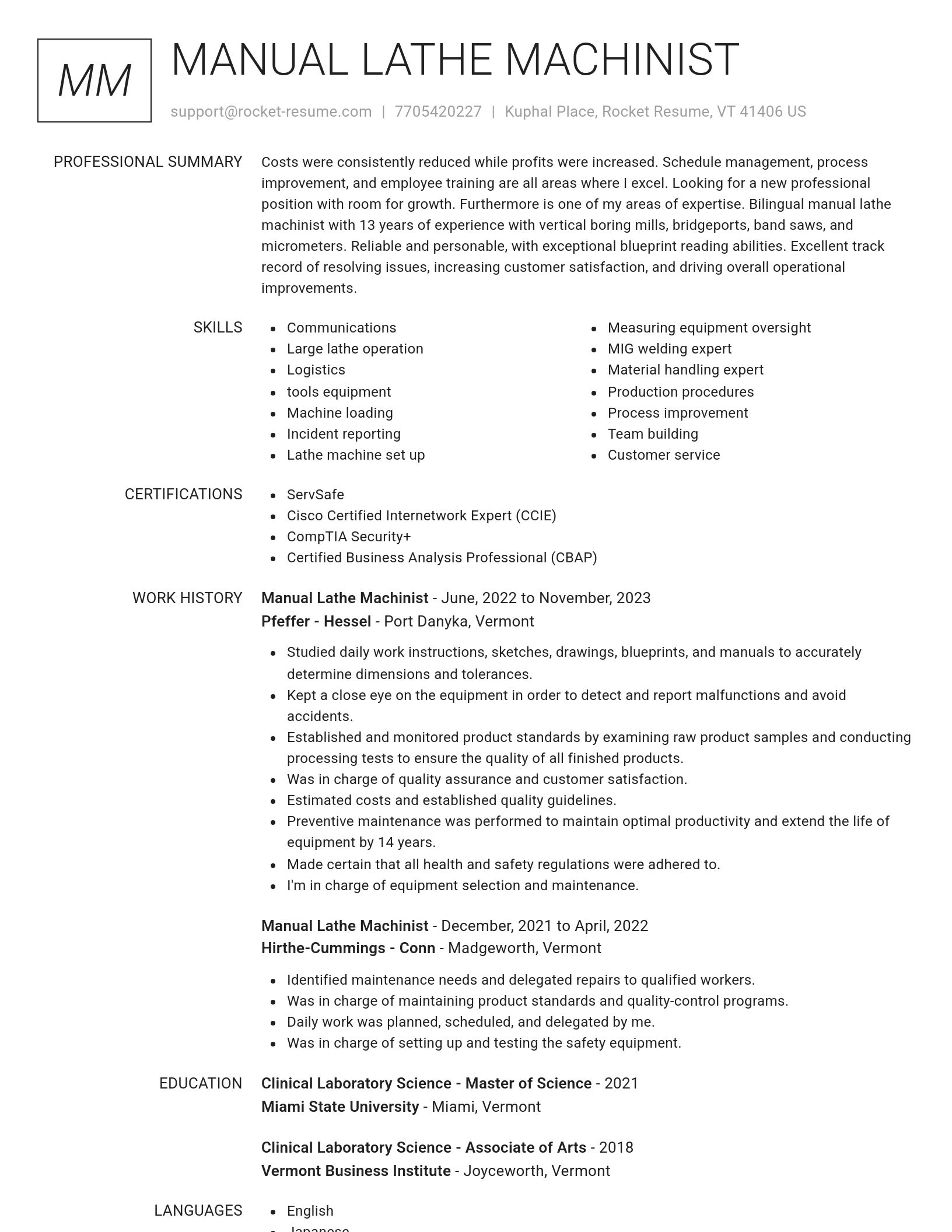 Renowned resume template