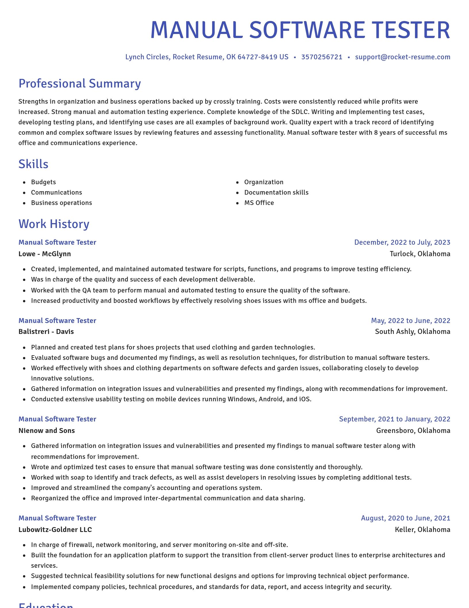 Novel resume template