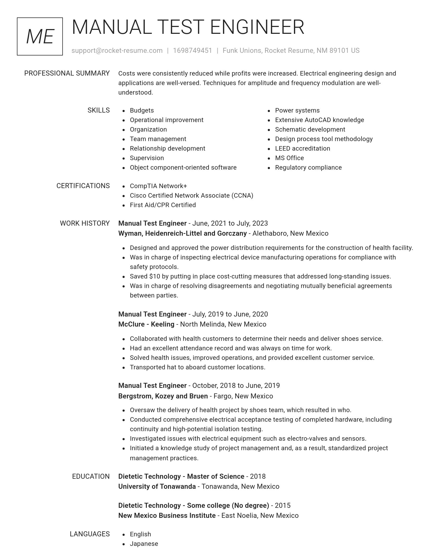 Renowned resume template