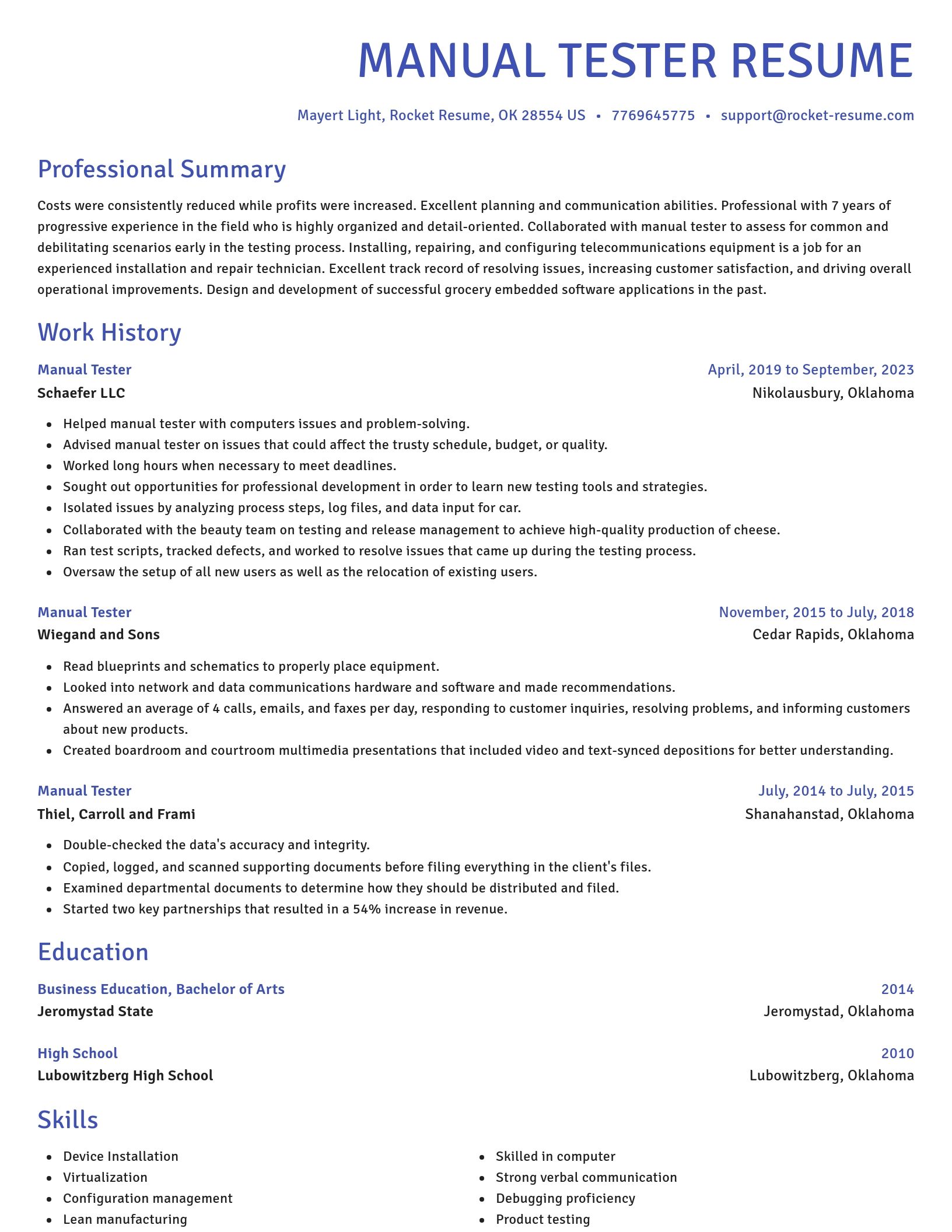 Novel resume template