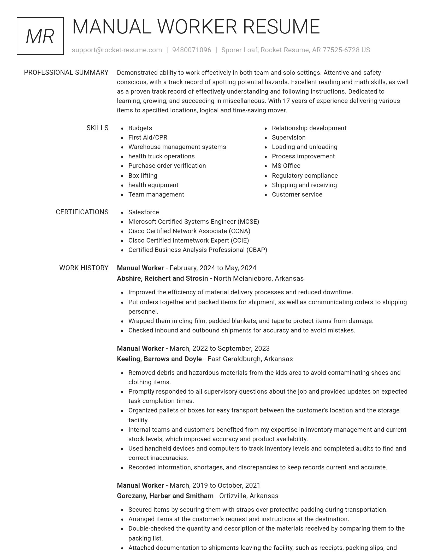 Renowned resume template