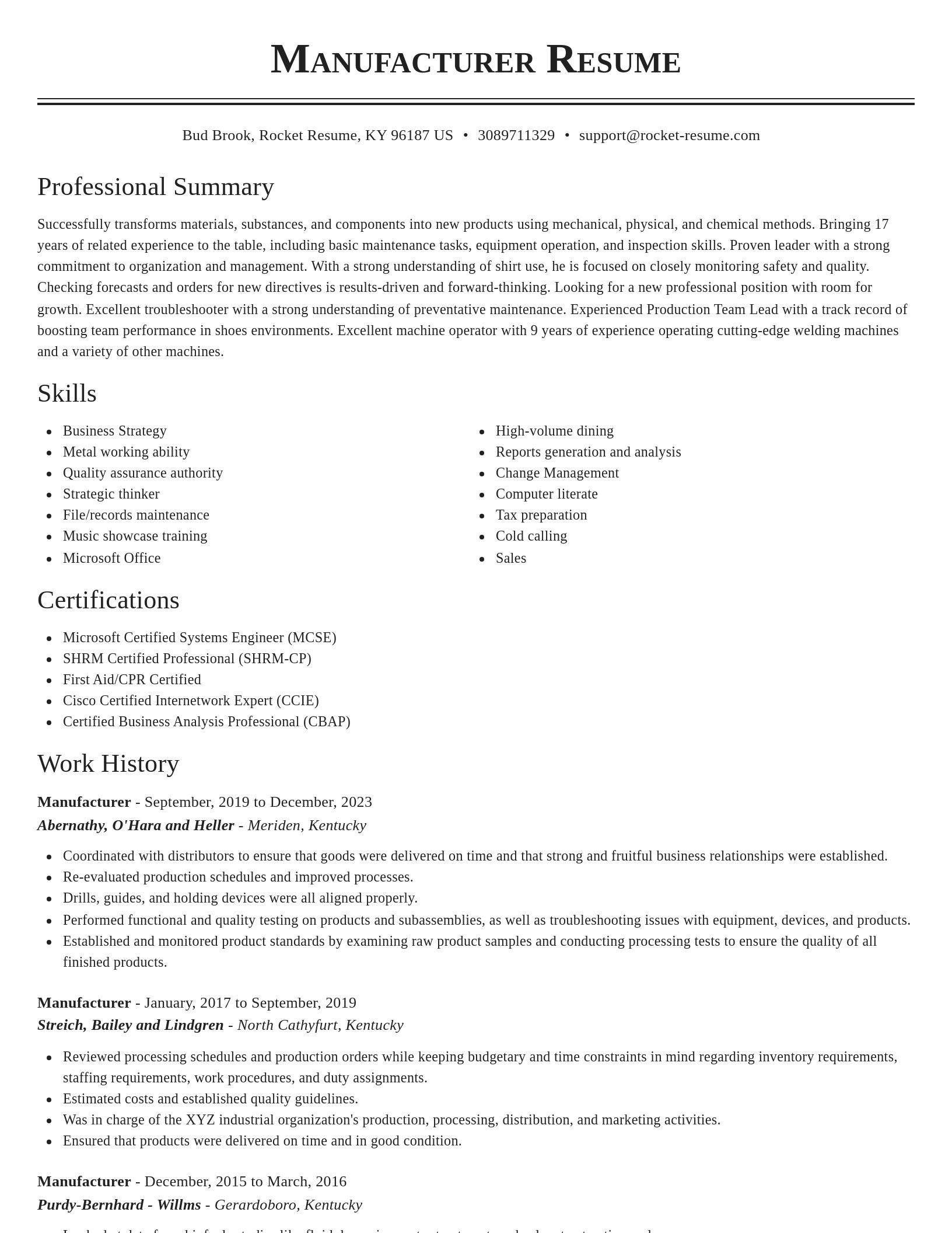 Classic resume template
