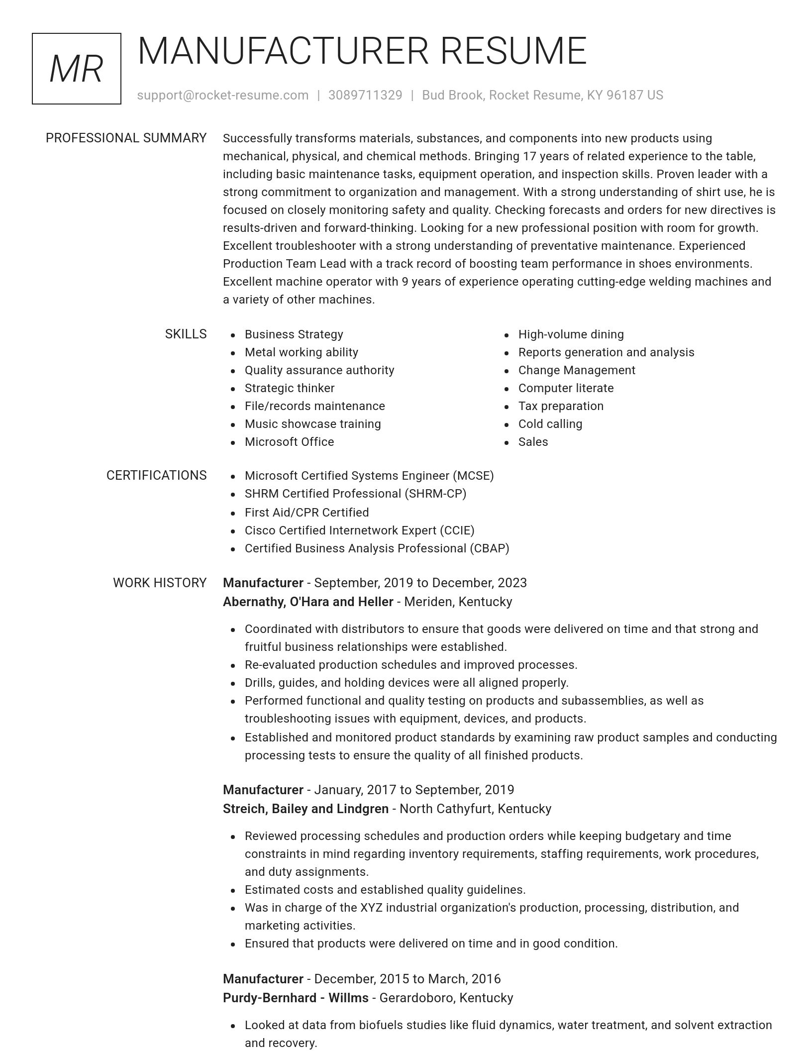 Renowned resume template