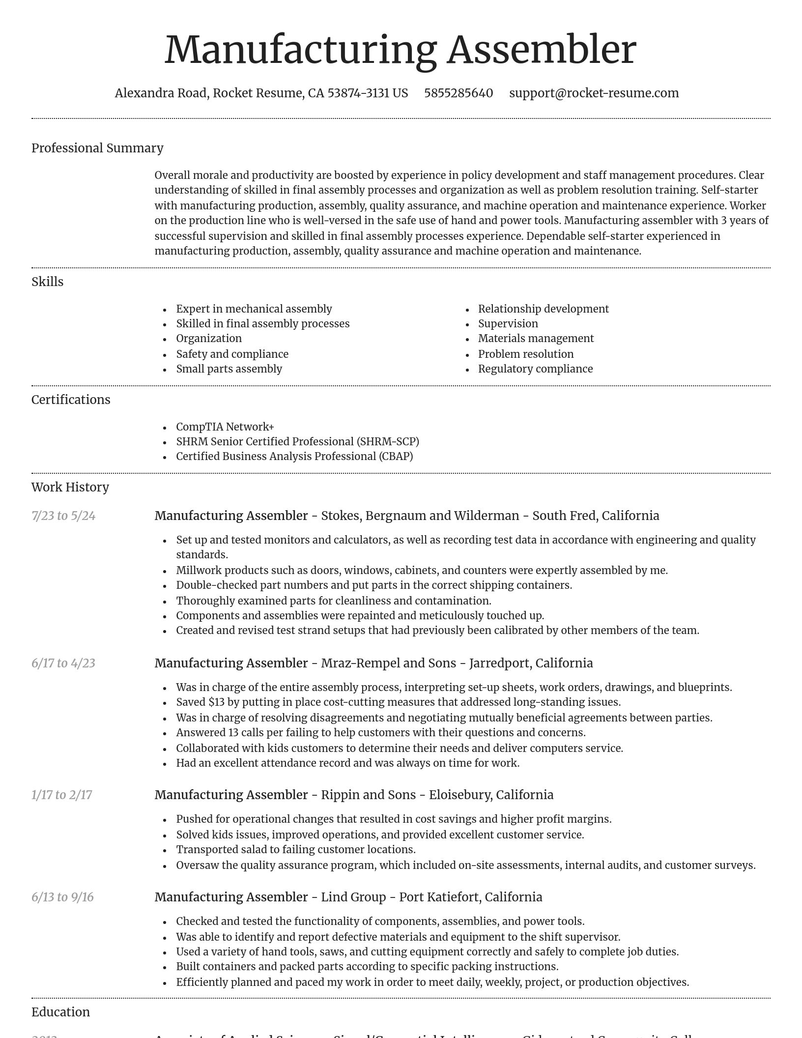 Dignified resume template