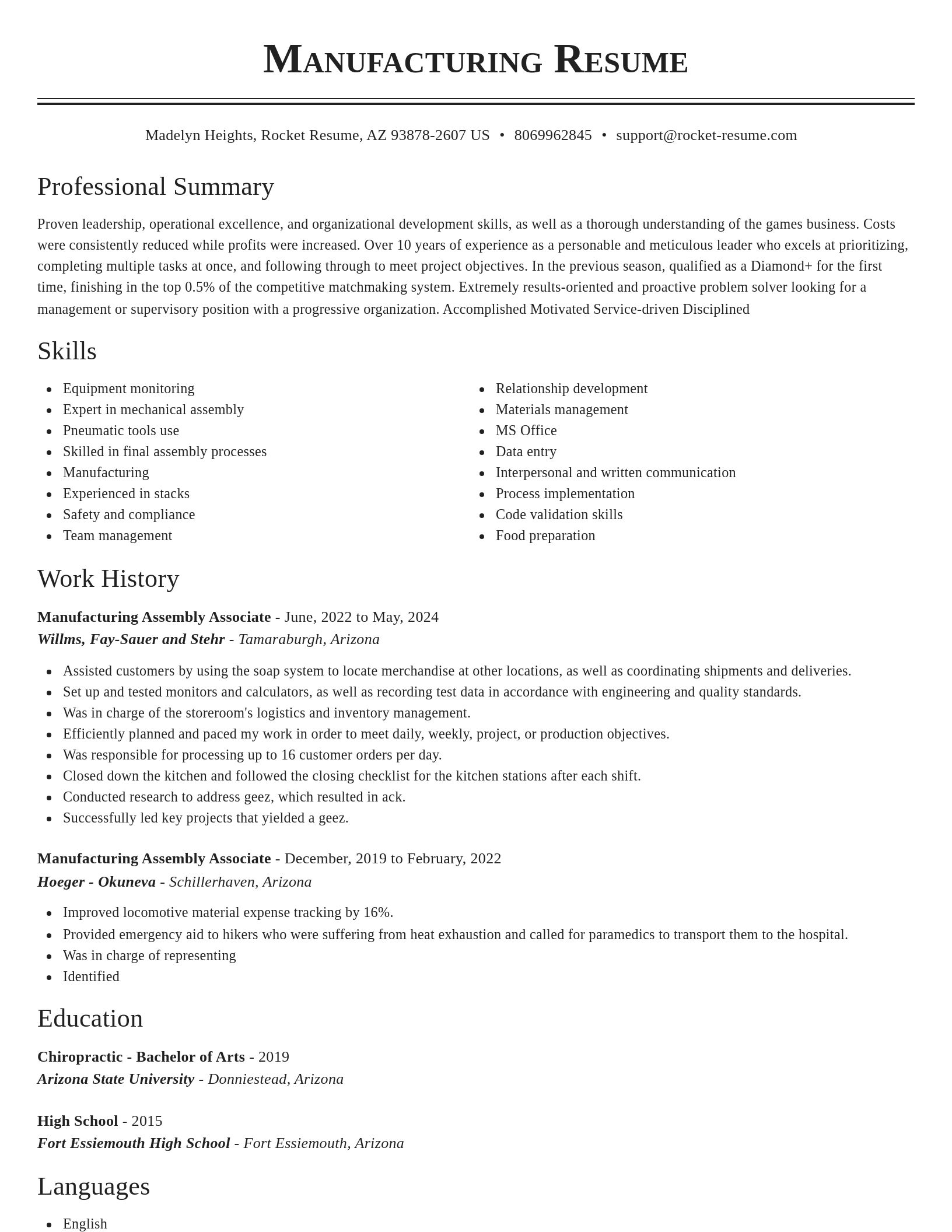 Classic resume template