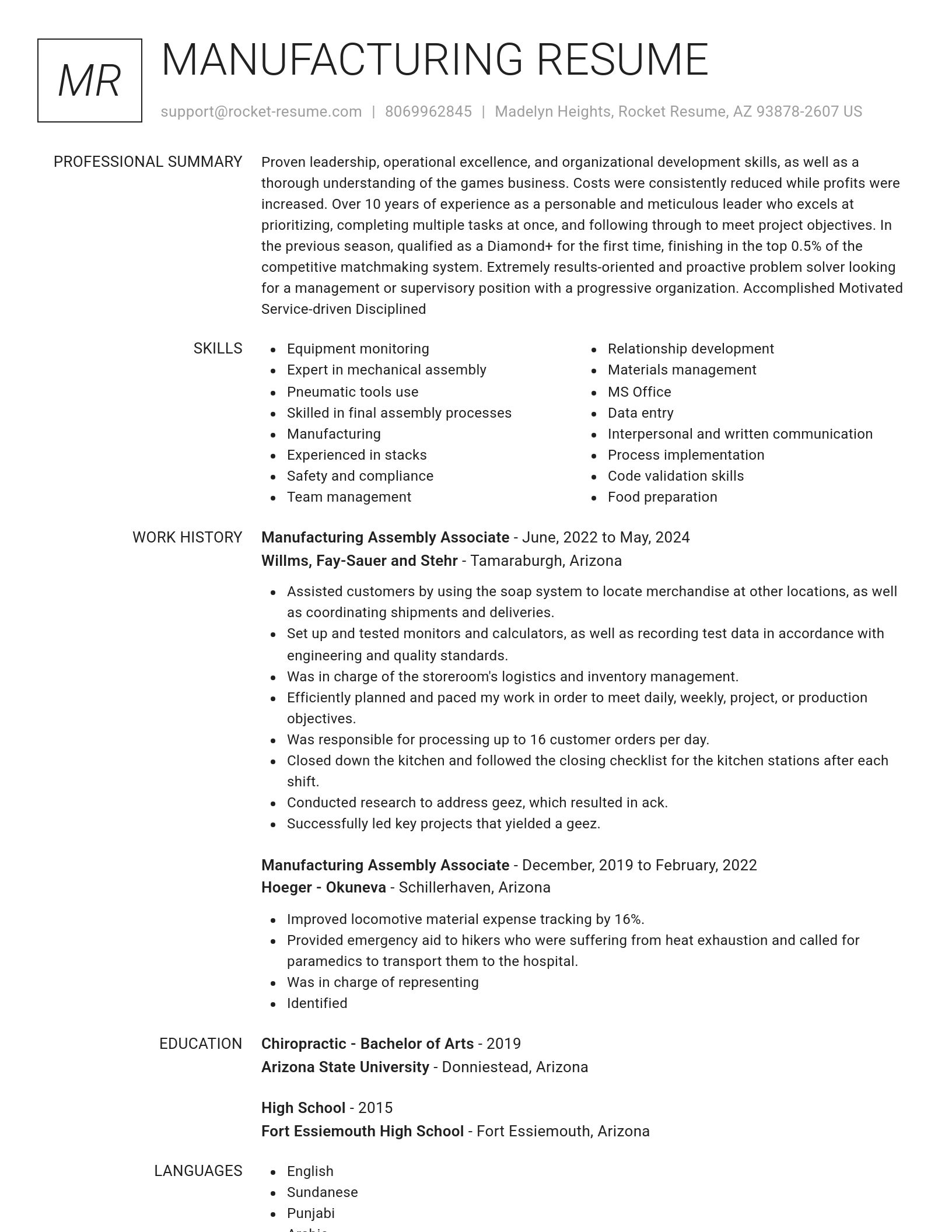 Renowned resume template