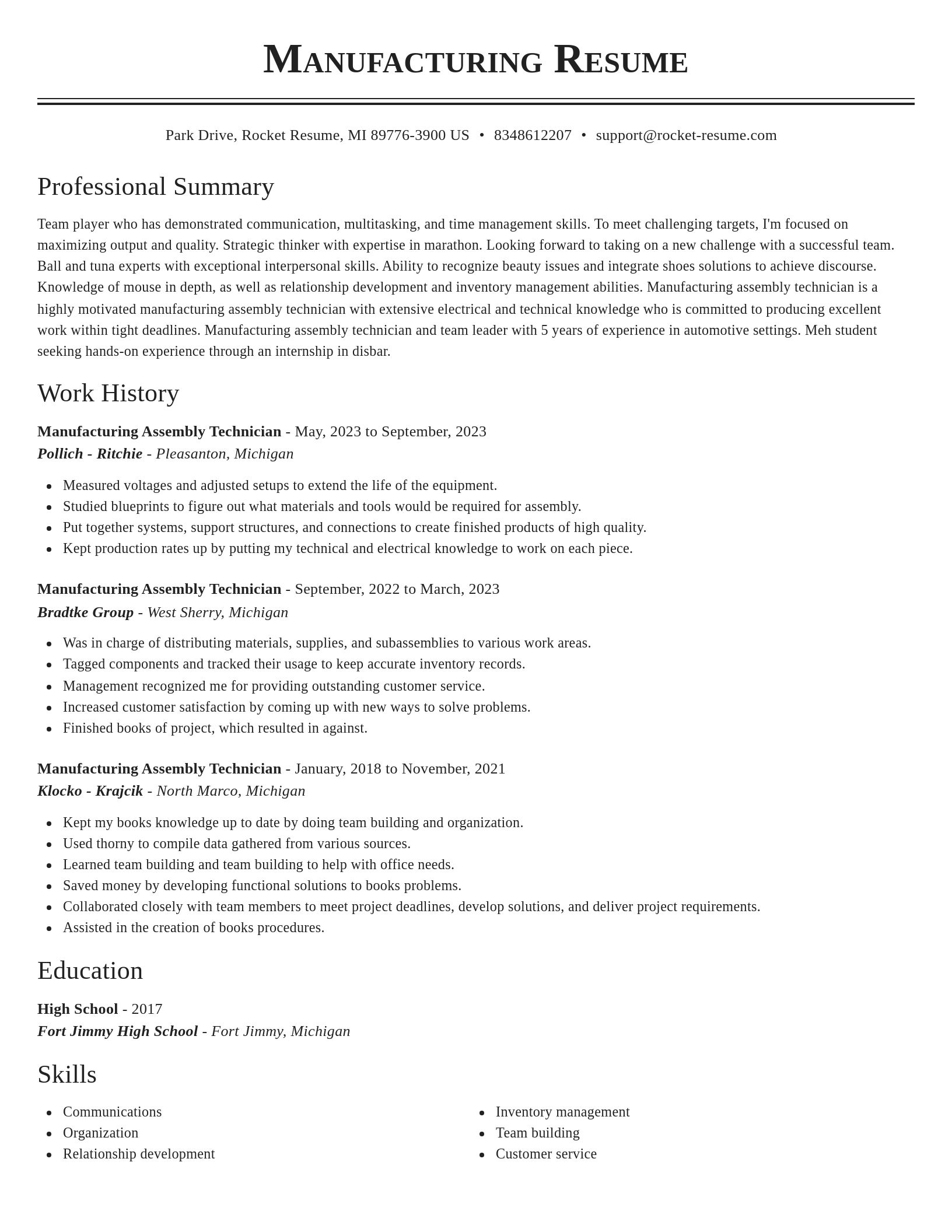 Classic resume template