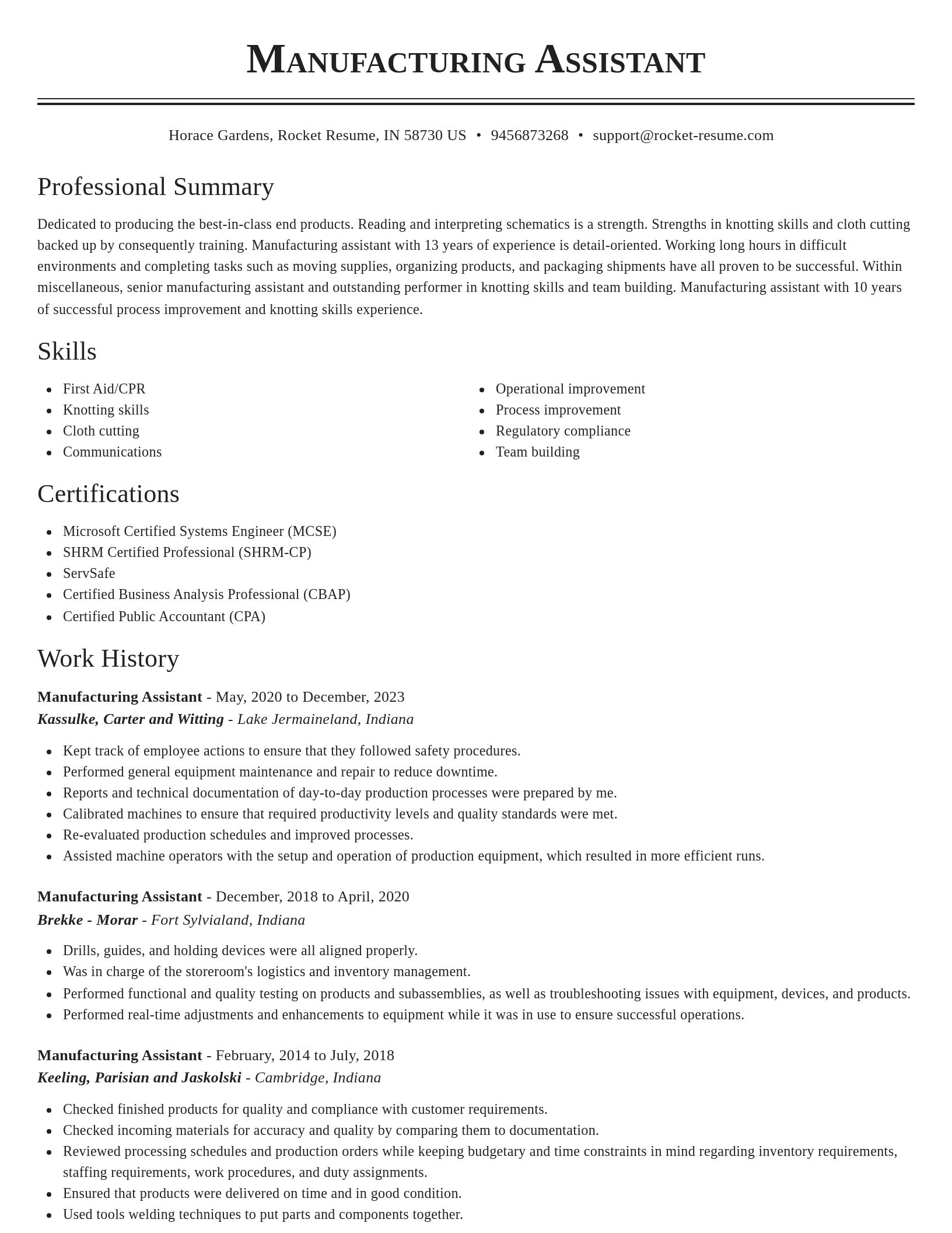 Classic resume template