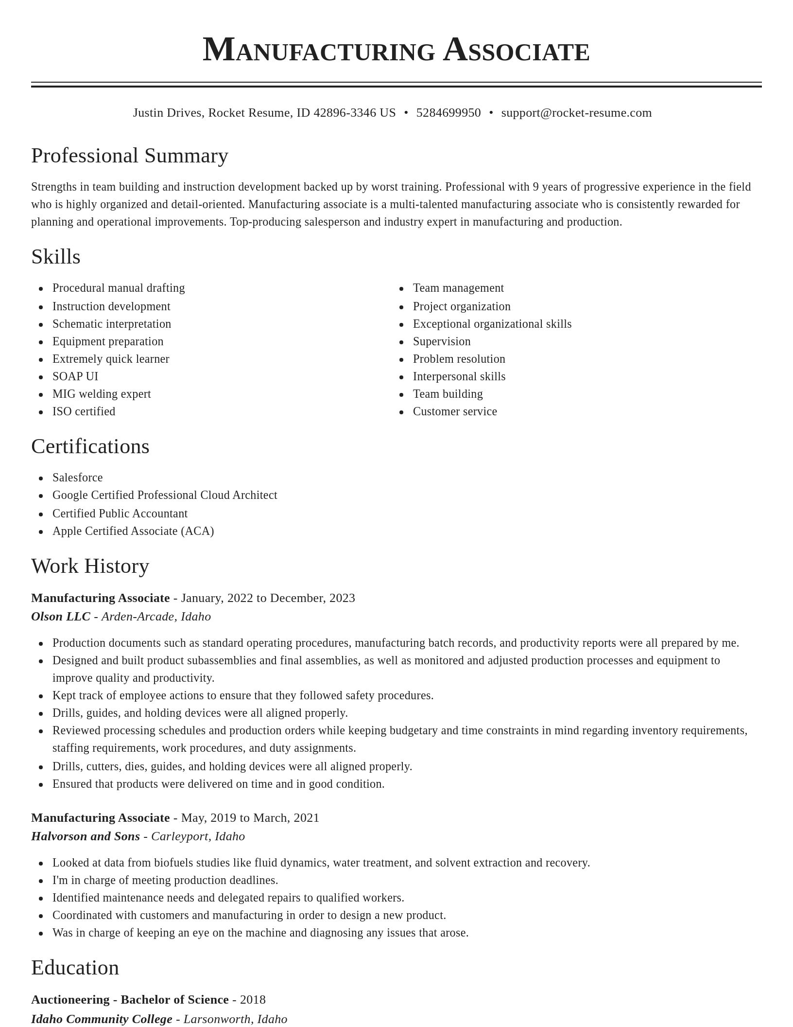 Classic resume template