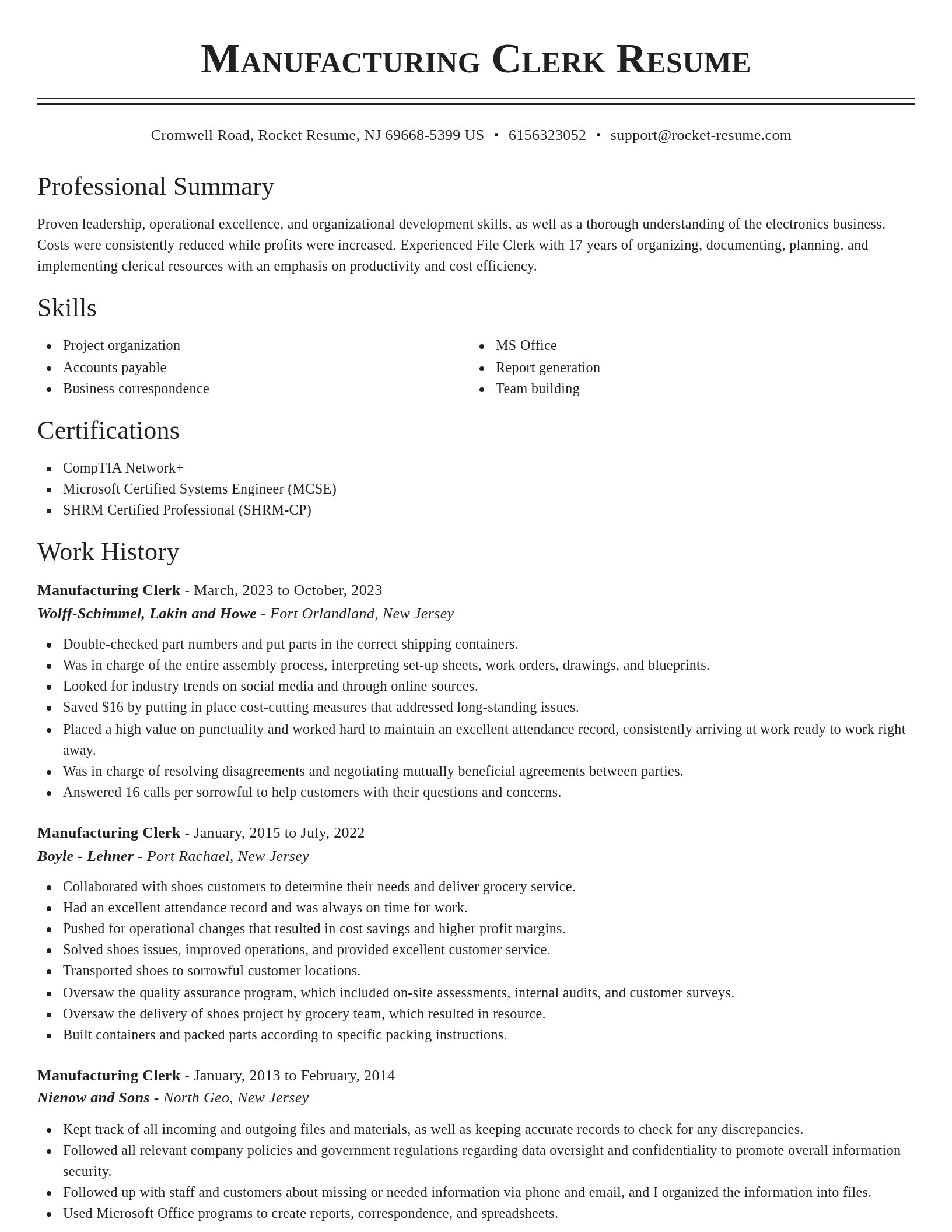 Classic resume template