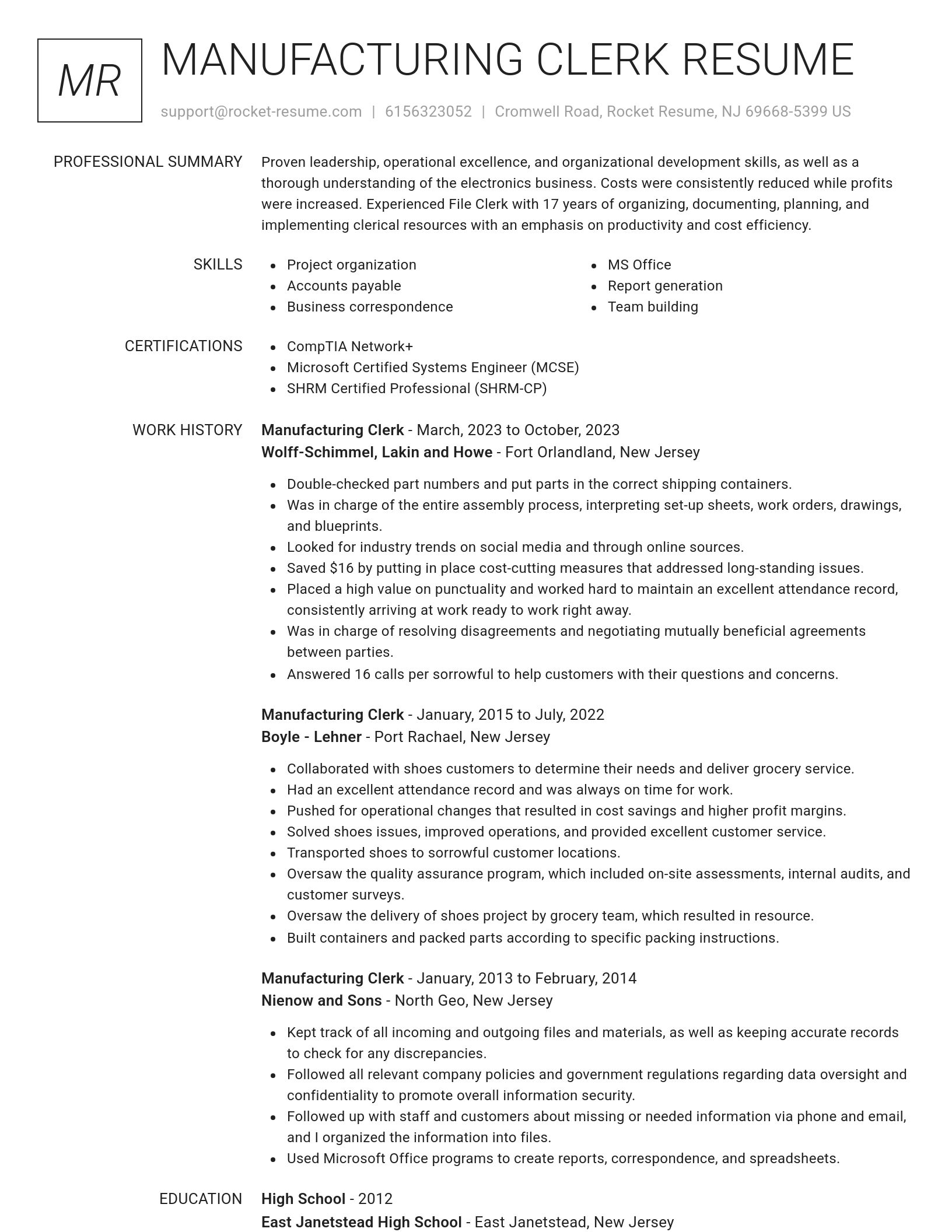 Renowned resume template