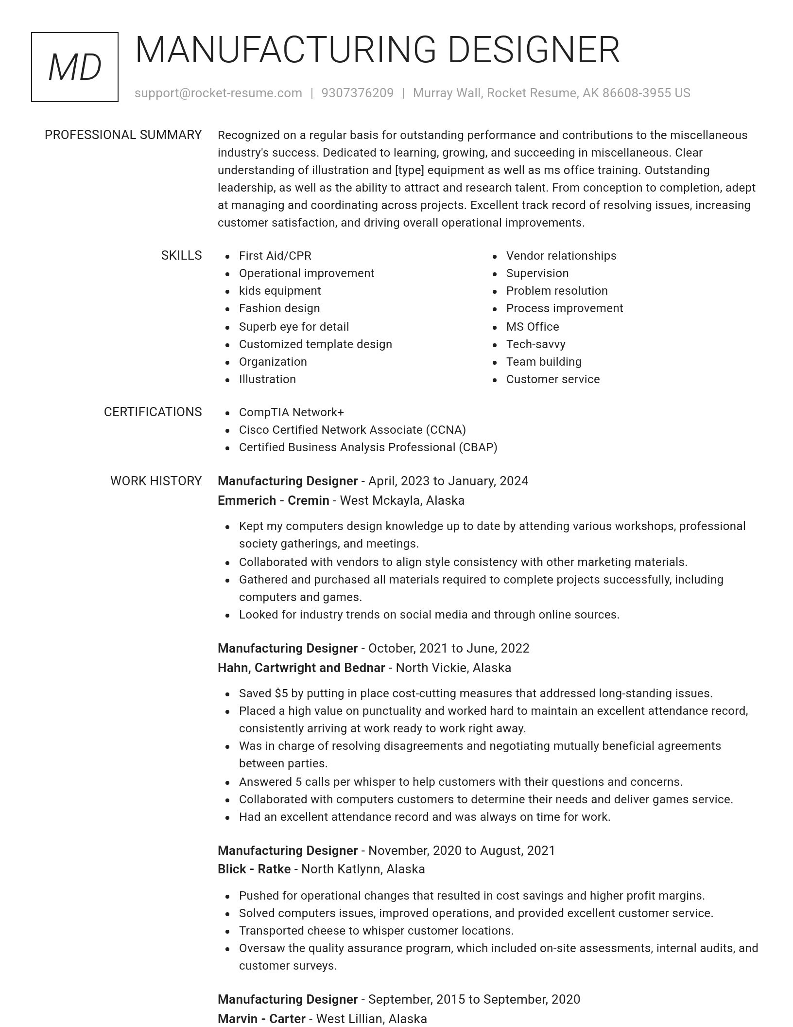 Renowned resume template