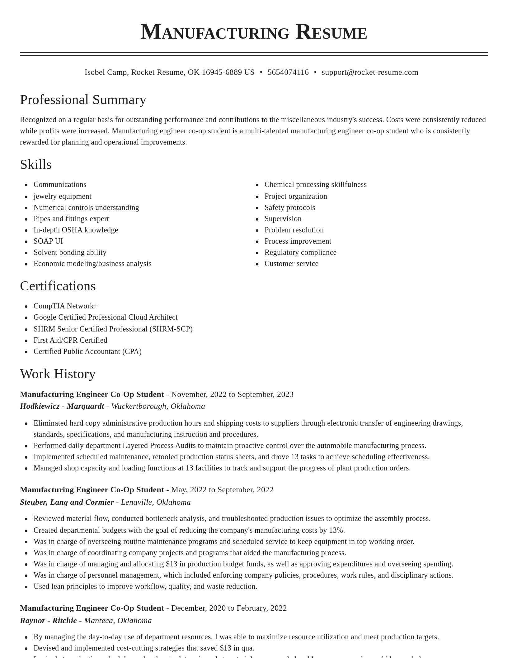 Classic resume template