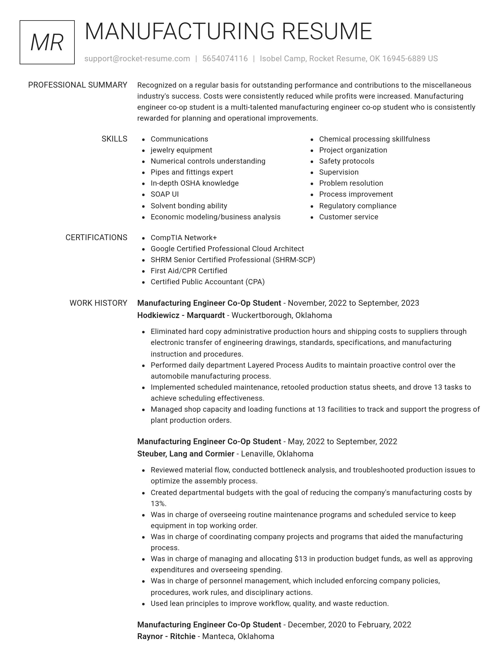 Renowned resume template