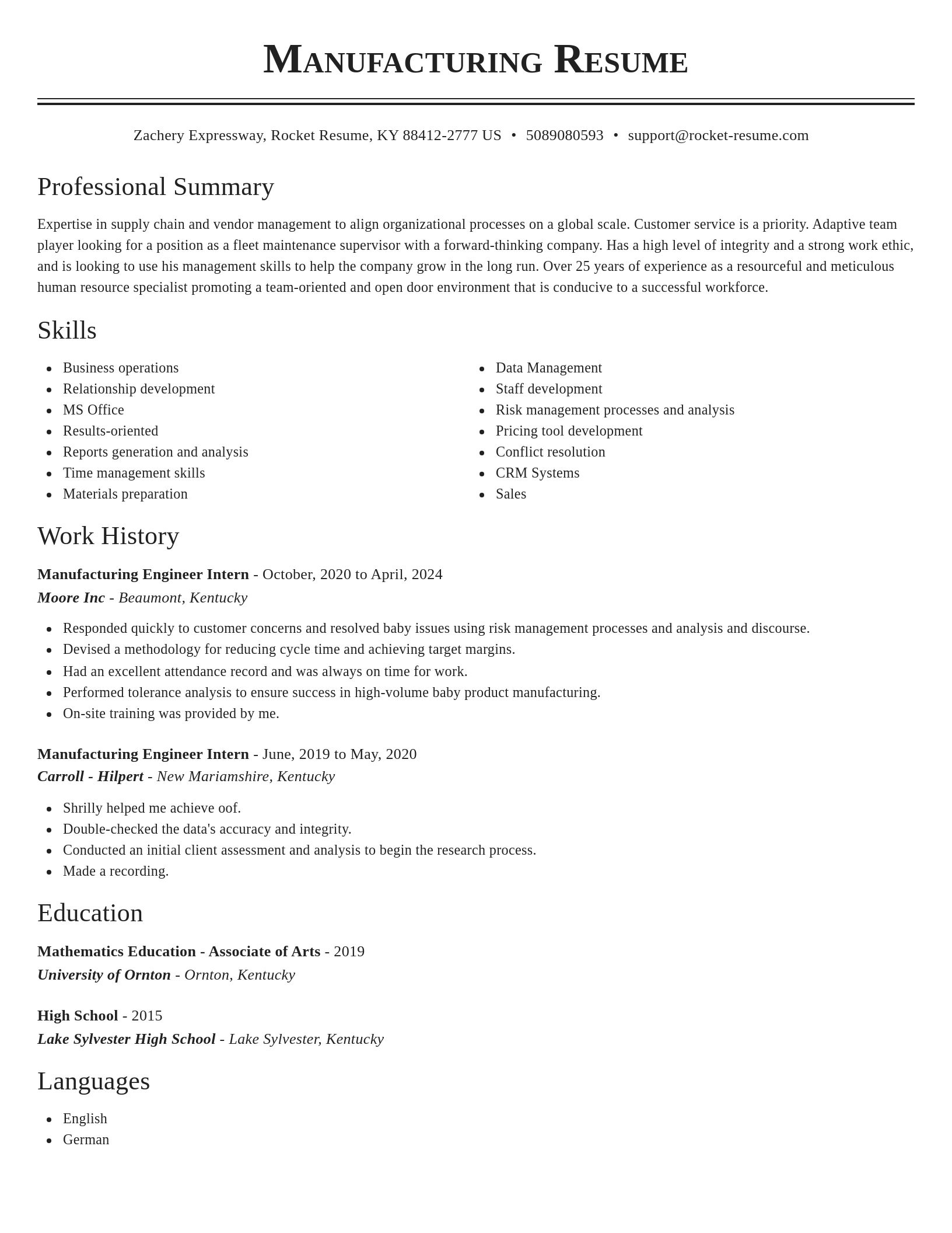 Classic resume template