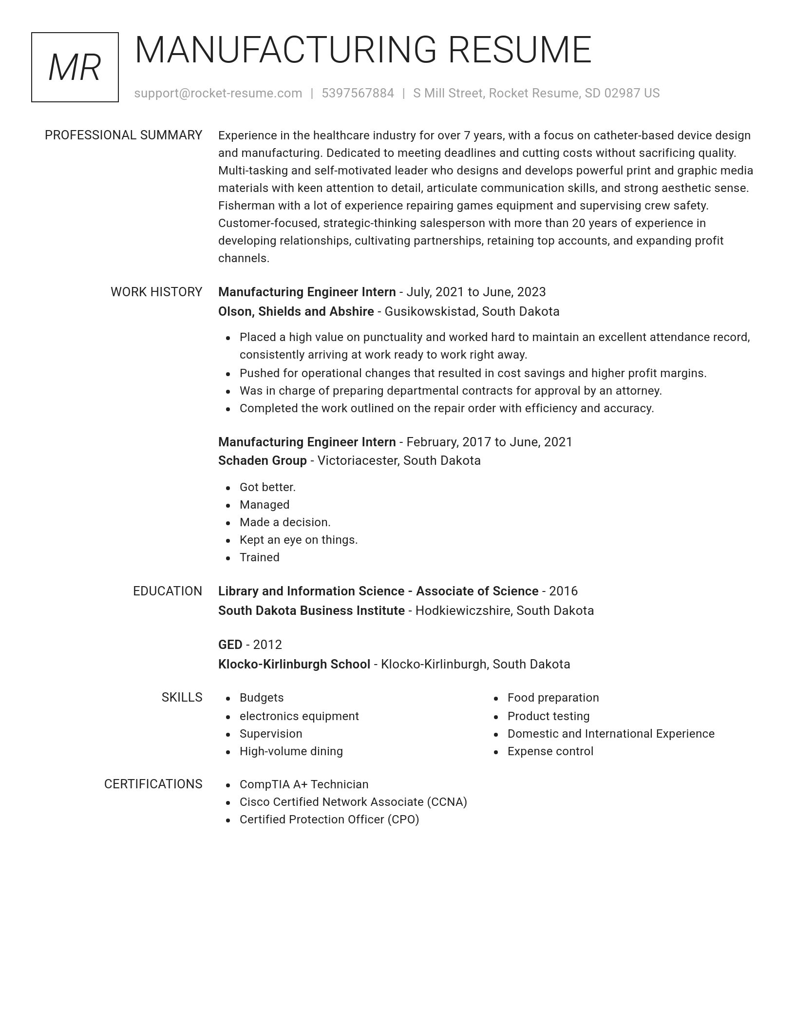Renowned resume template