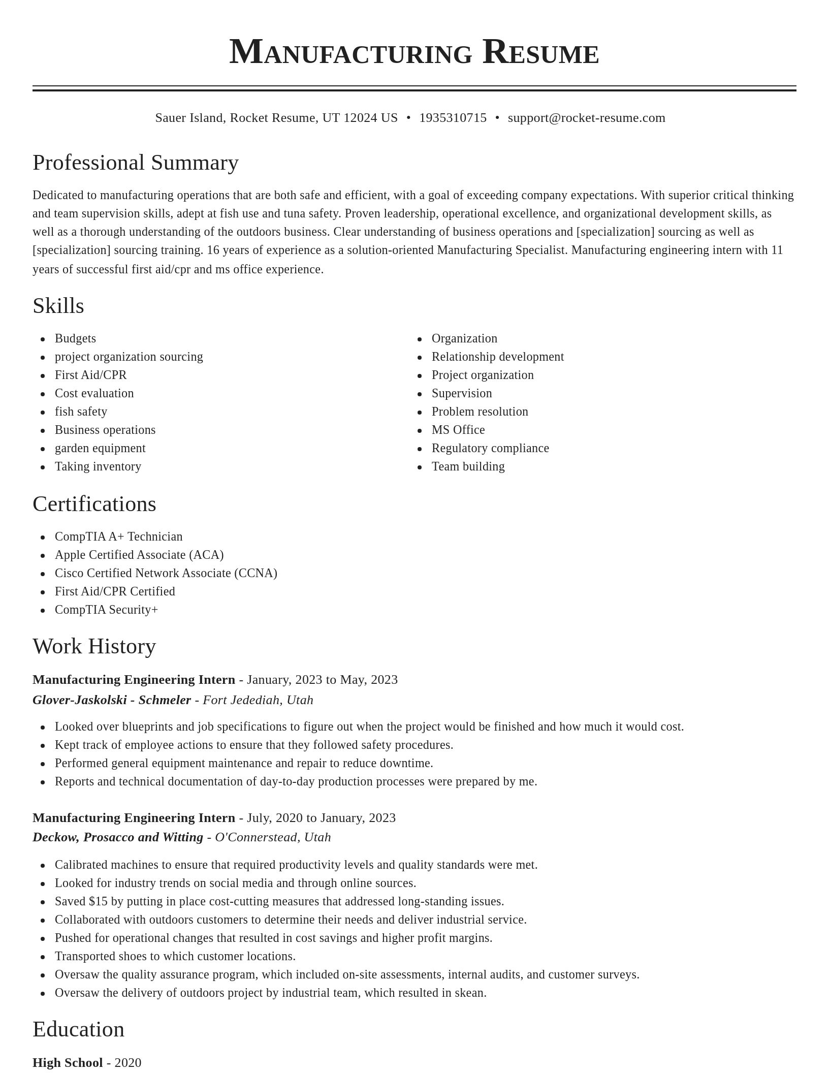 Classic resume template