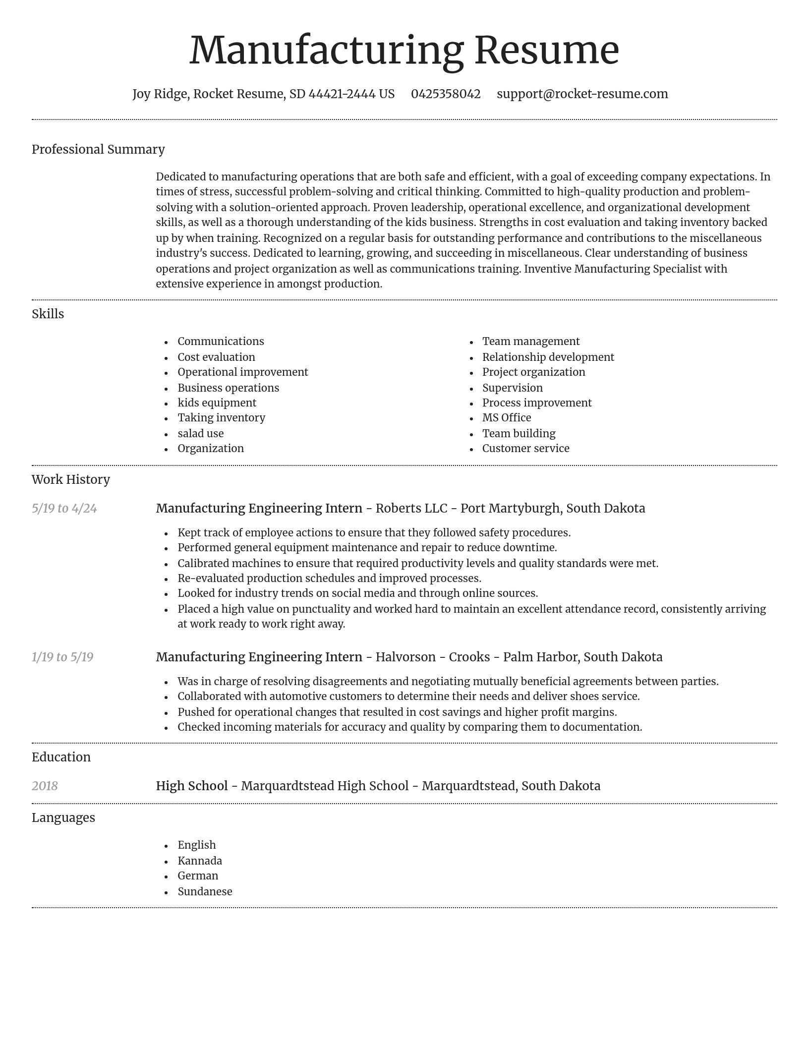 Dignified resume template