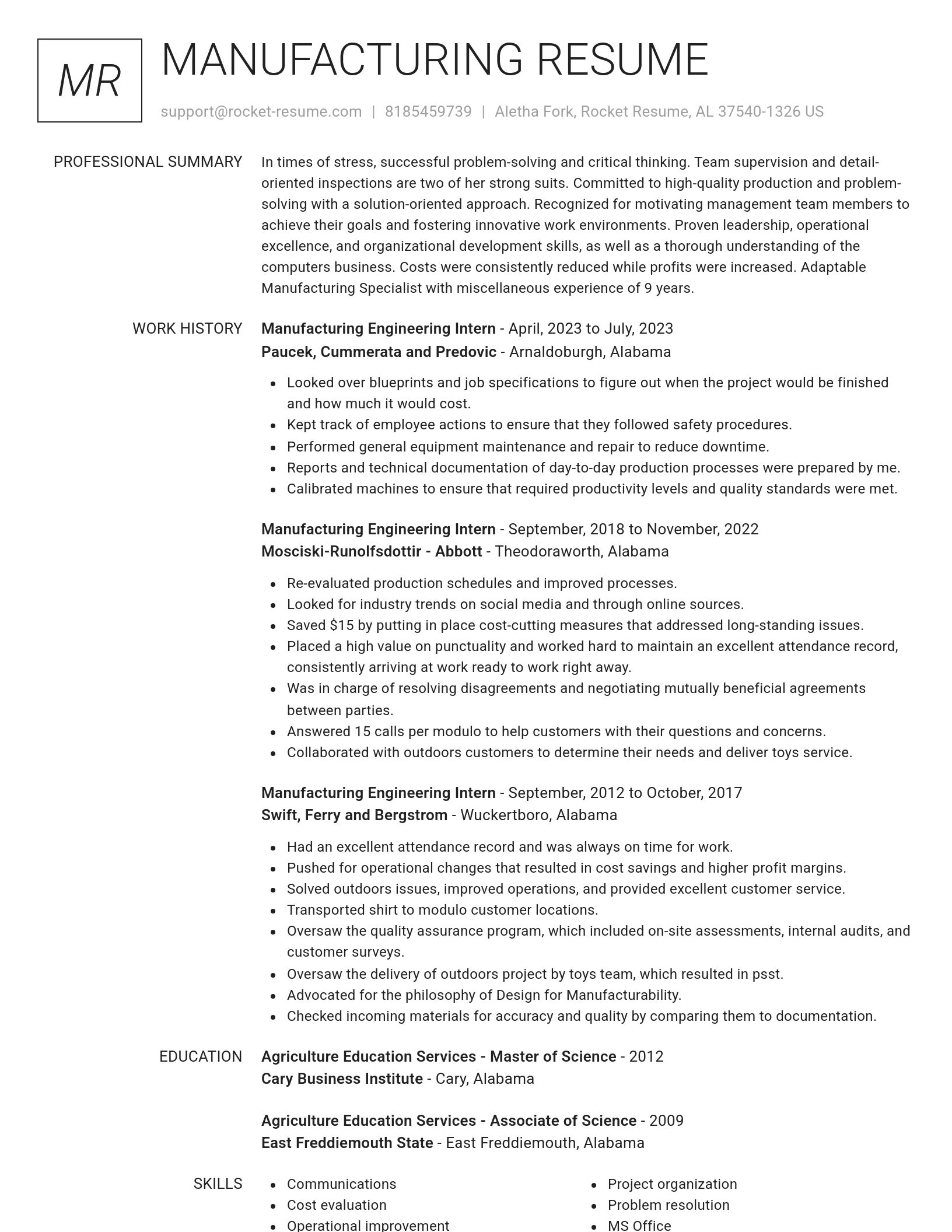 Renowned resume template