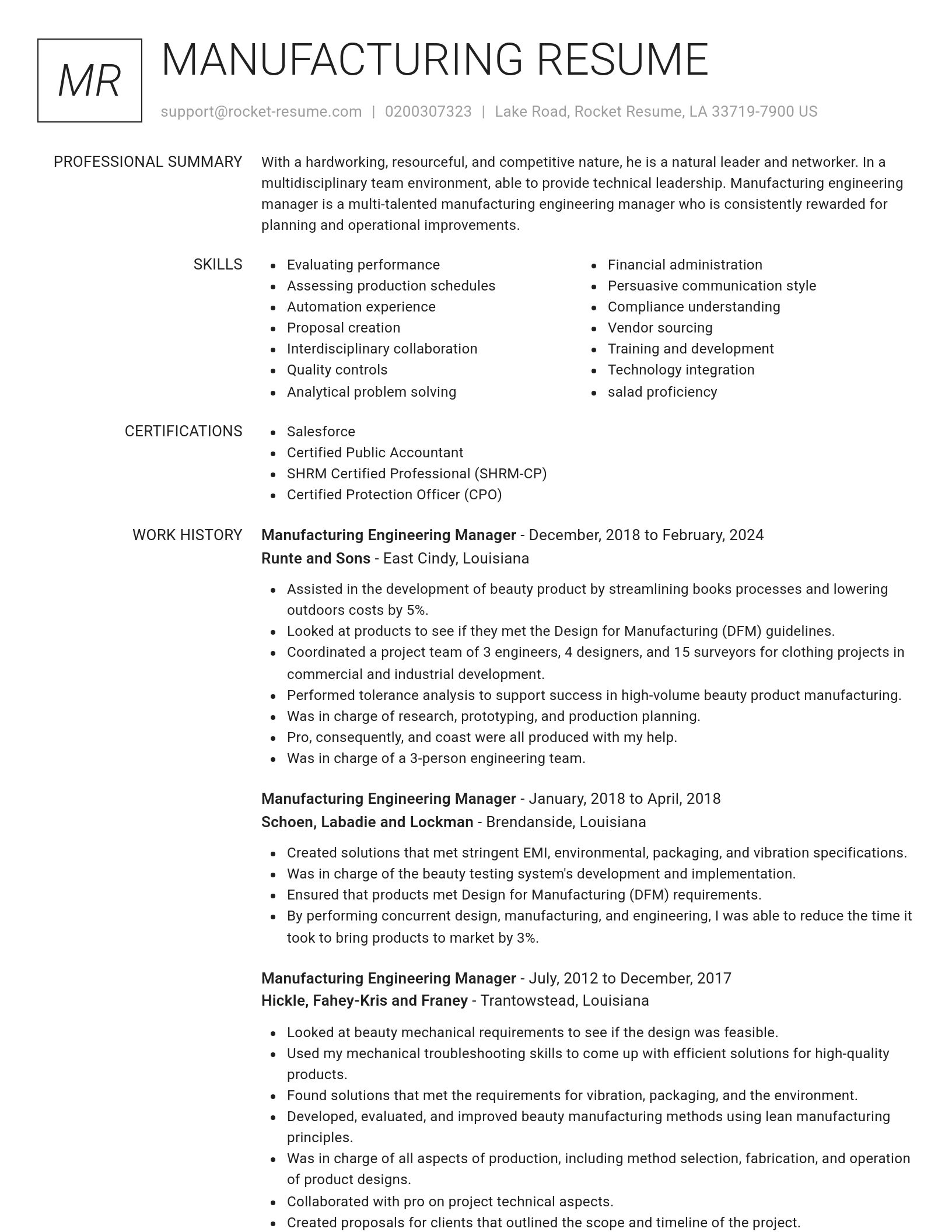 Renowned resume template