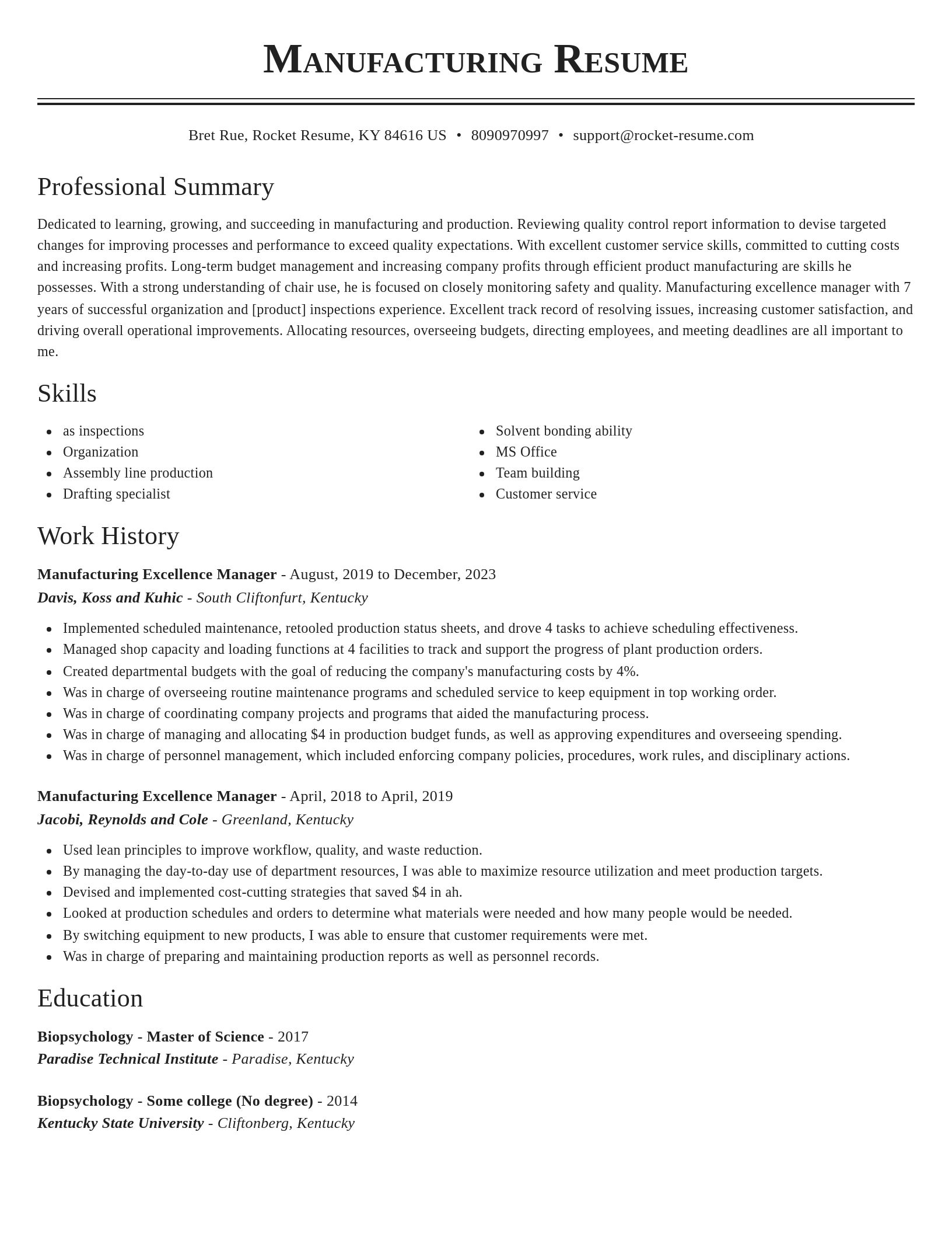 Classic resume template